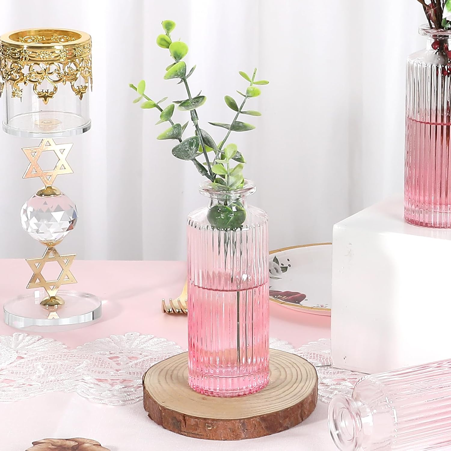 Glass Bud Vases / Pink / Set of 20