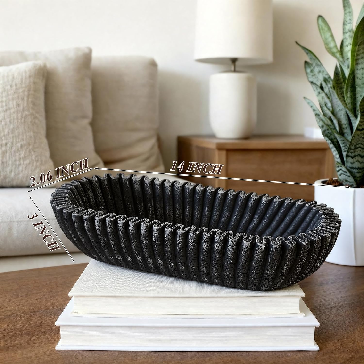 Large Decorative Bowl / Black / Oval