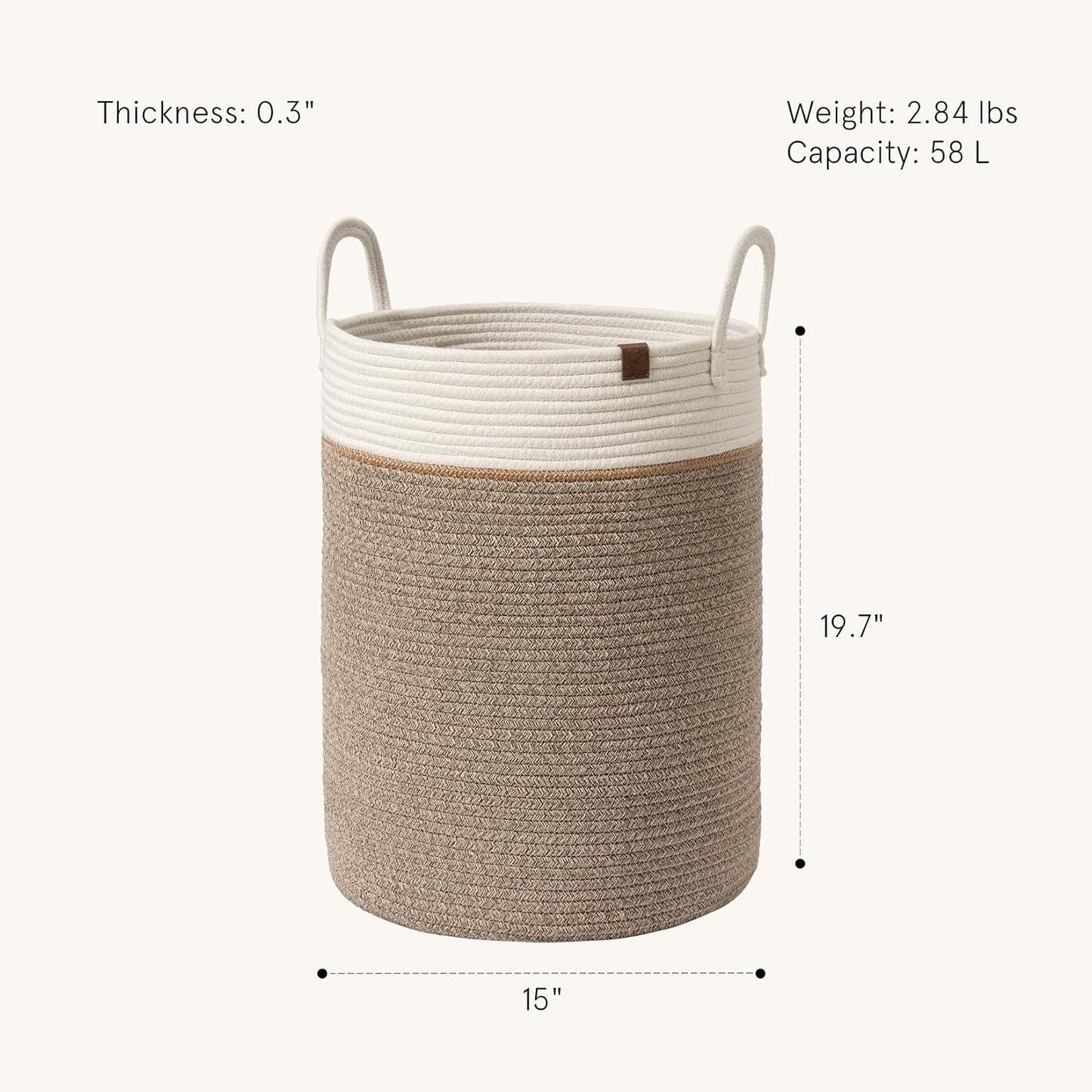 Woven Basket Rope Storage Baskets / Mocha / L
