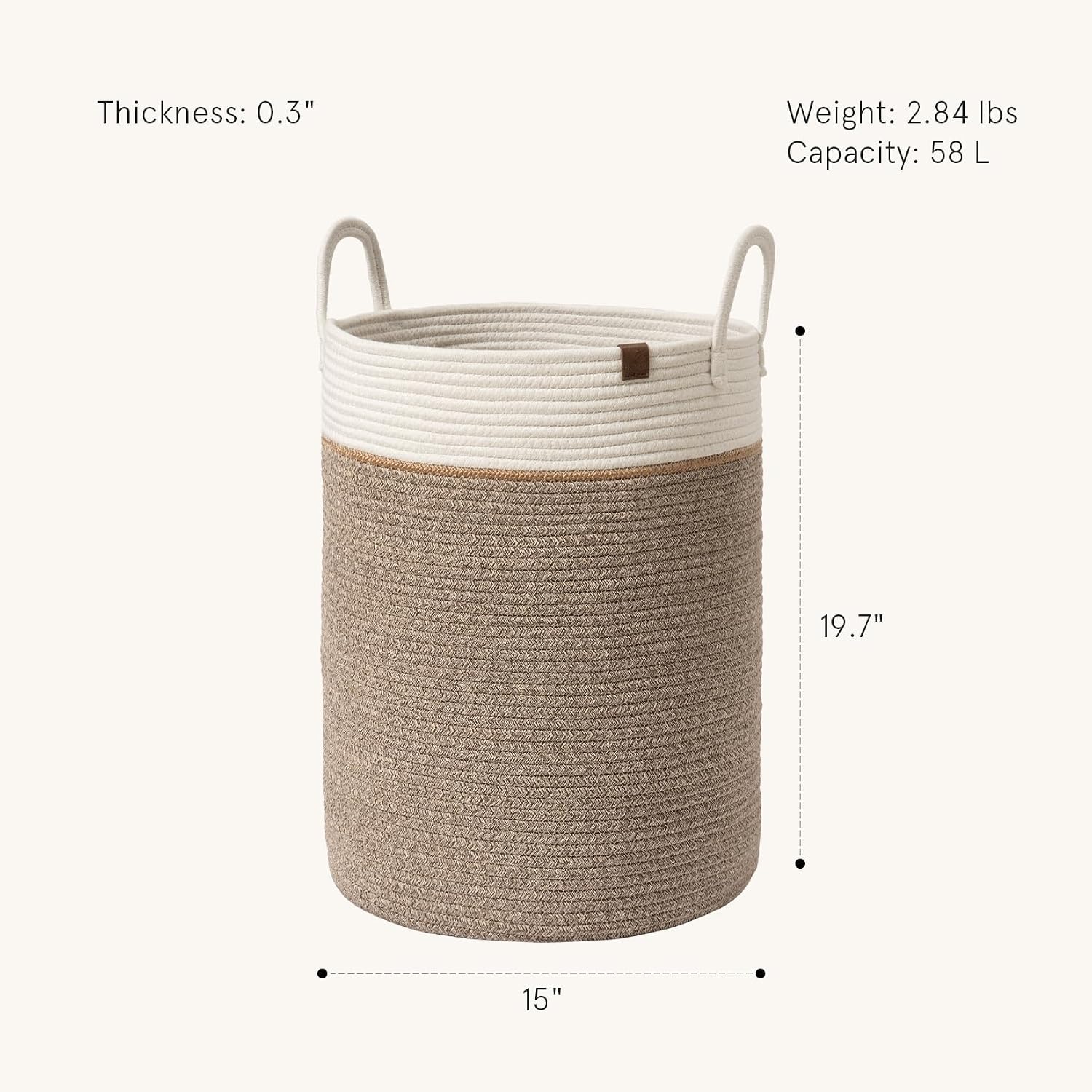 Woven Basket Rope Storage Baskets / Mocha / L