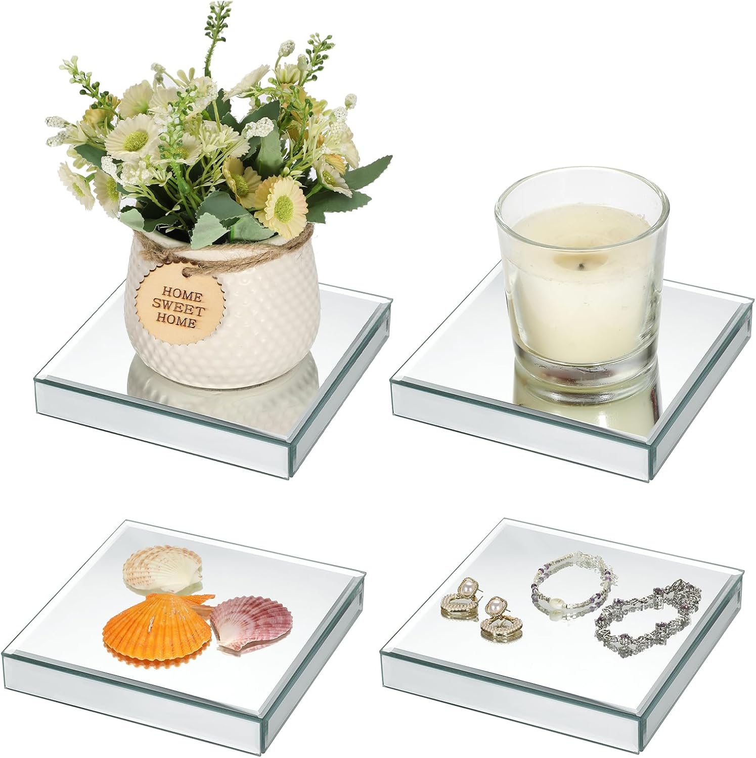 Mirrored Risers for Display Glass Figures Display Stand Base Collectibles Showpeice / Square,medium