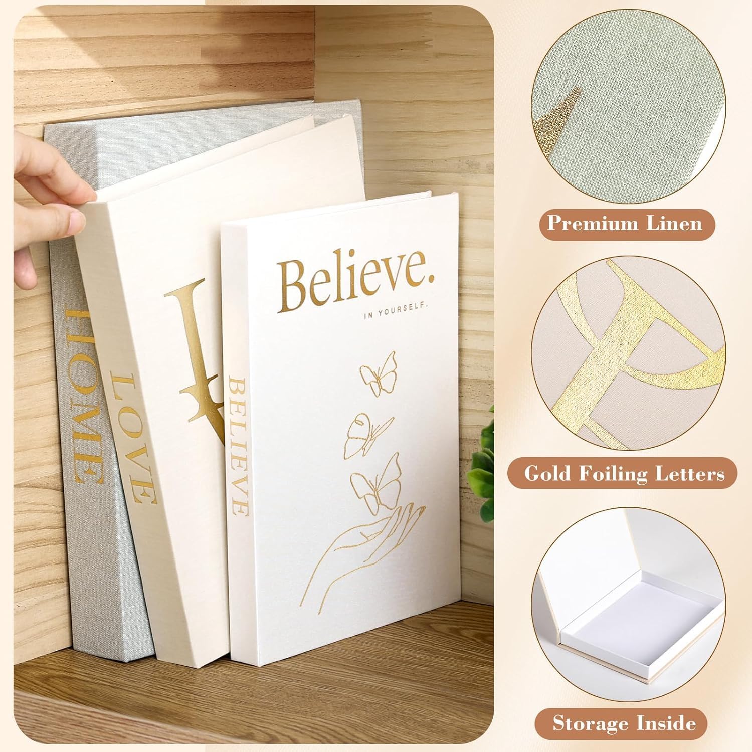 Decorative Books Linen Fake Books / Set of 3