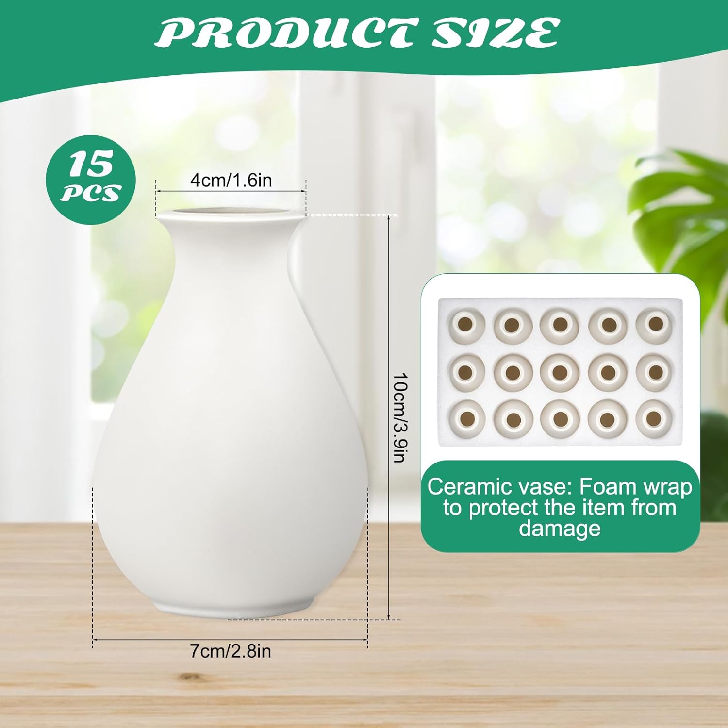 Ceramic Bud Vases Bulk / White / 3.9 Inch / Set of 15