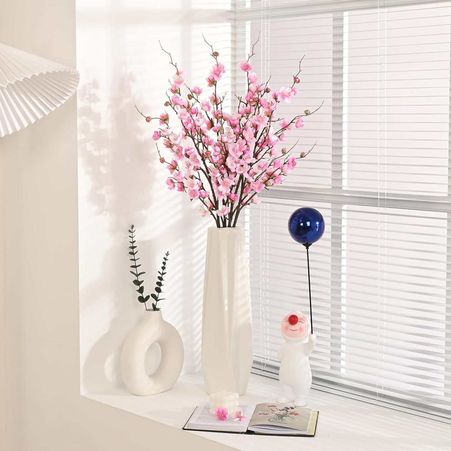 36'' Long Stem Artificial Flowers for Tall Vase / Pink / Set of 4