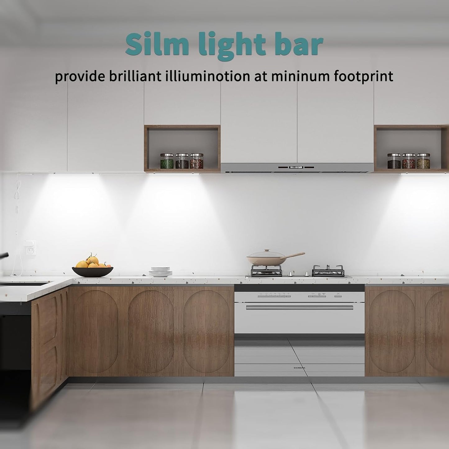 ASOKO Dimmable Under Cabinet Lighting for Kitchen - 6 Pcs 12 inches Linkable Counter Light Bars, Led Closet Light