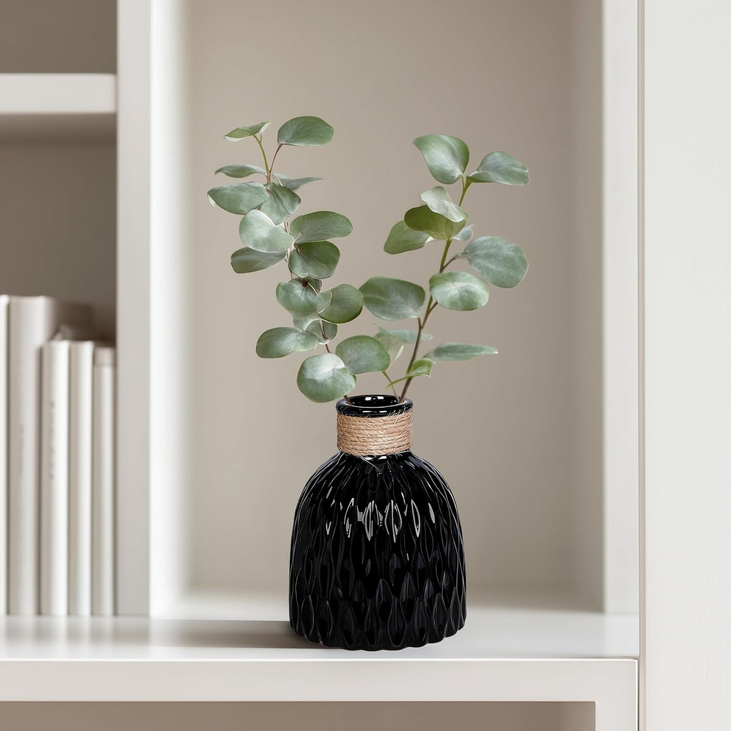 Ceramic Vase for Flowers / Black / 6 Inch
