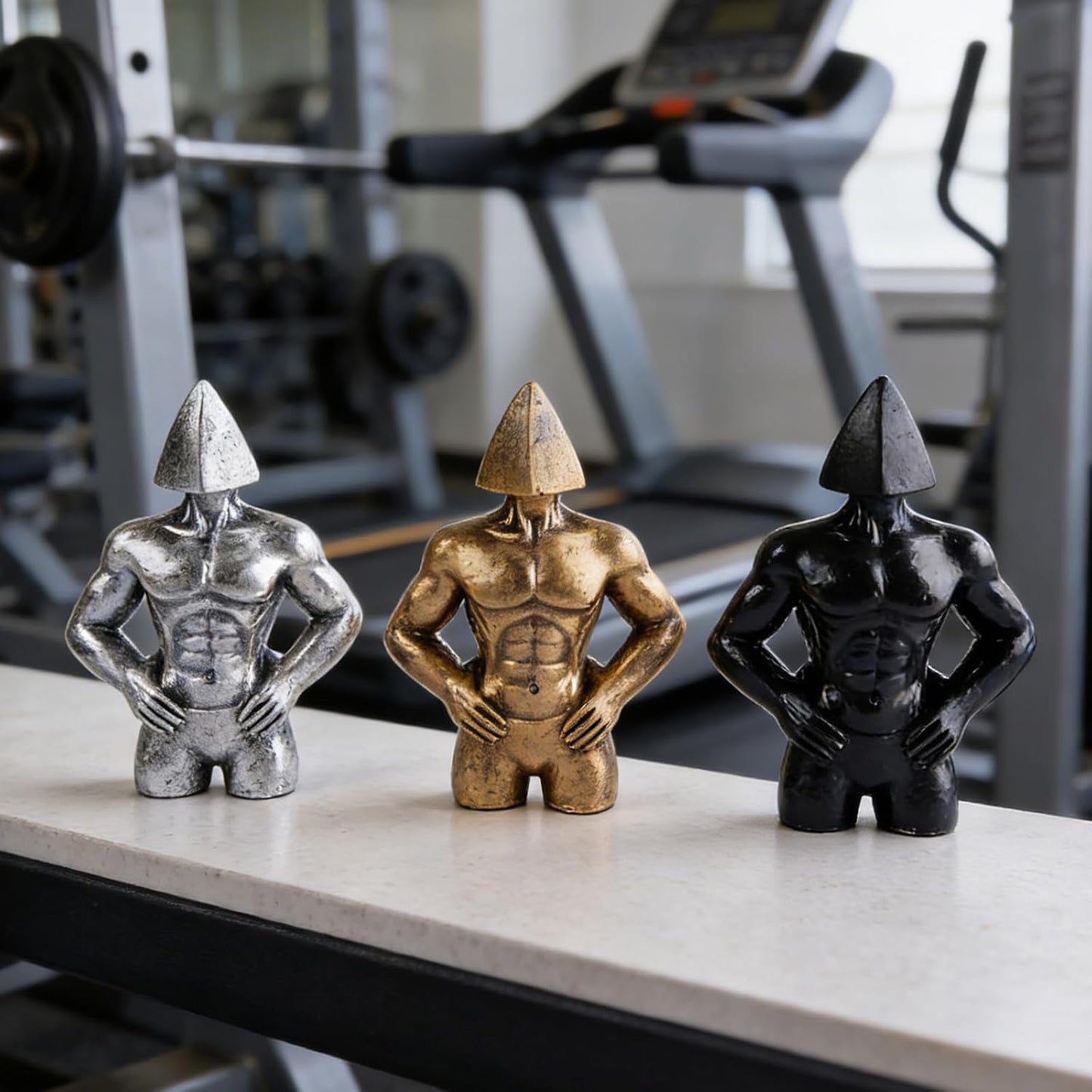 Sculptures Statue Abstract Male Torso Art Deco Resin Figurines / Silver / Set of 3