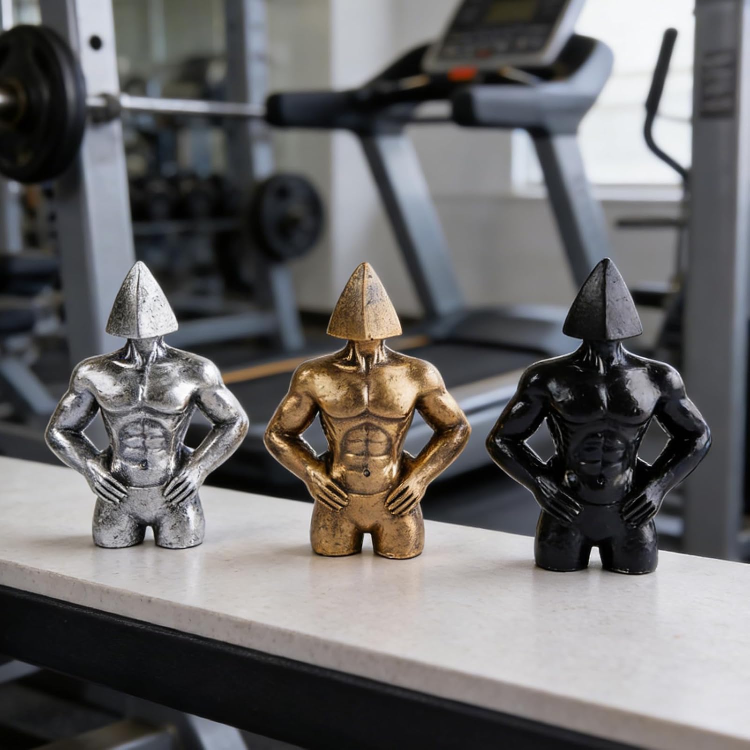 Sculptures Statue Abstract Male Torso Art Deco Resin Figurines / Silver / Set of 3