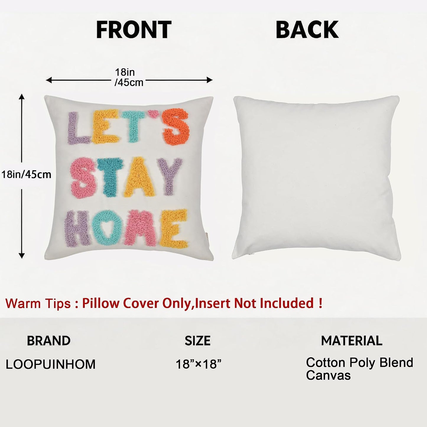 Boho Pillow Covers Decorative Words Tufted Throw Pillow Covers Farmhouse / Be Our Guest / 18 x 18