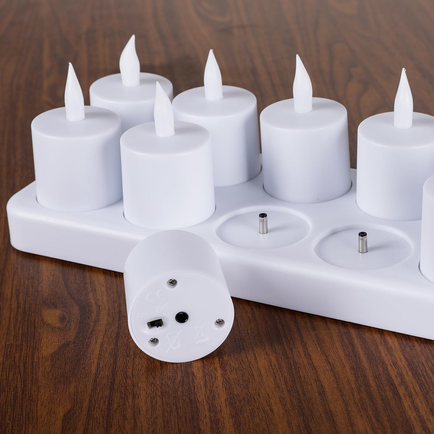 WoneNice 12 pcs Rechargeable Flameless Tealight Candles with Remote & Timer | Battery-powered LED Tealight w/ Charging
