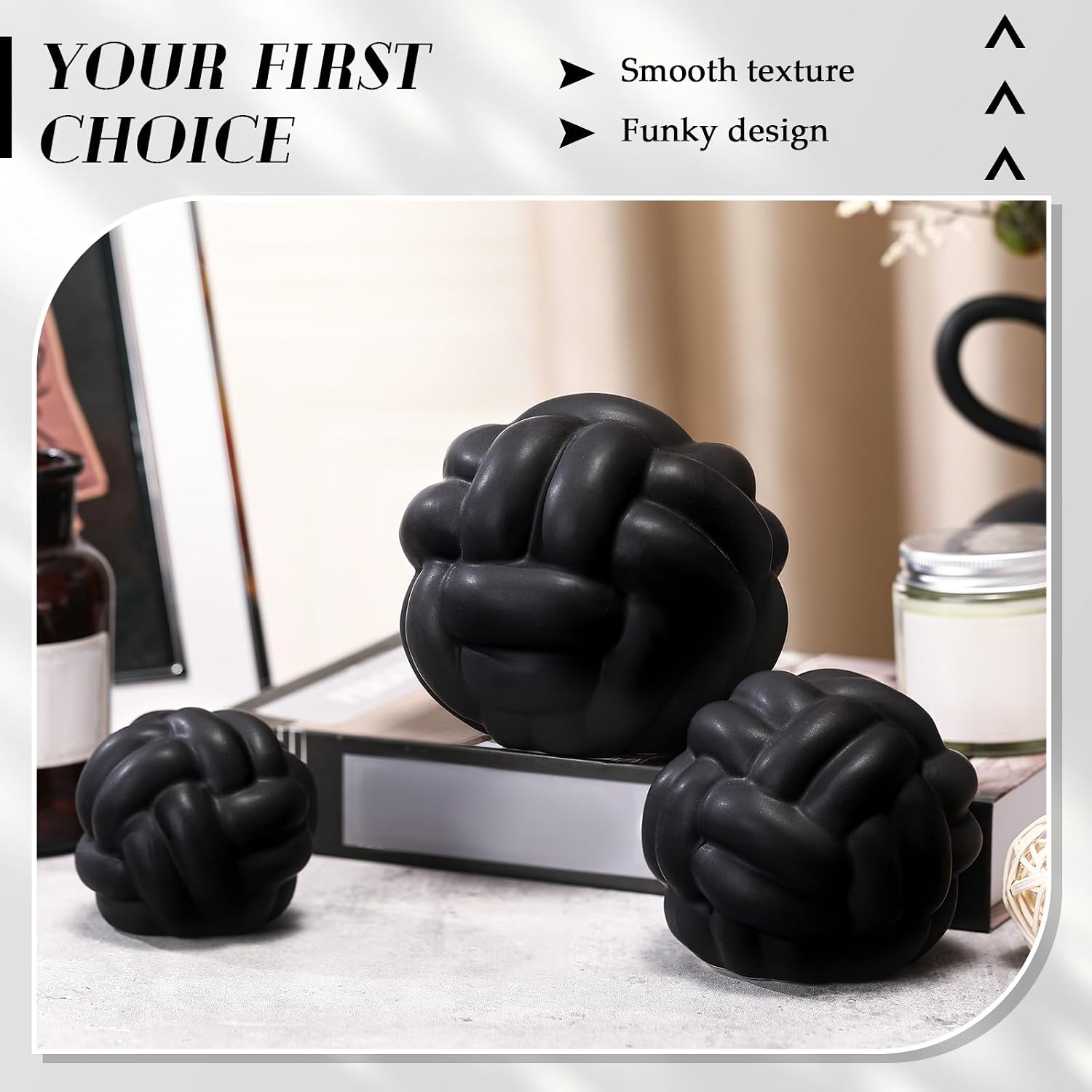 Entry Table Ceramic Aesthetic / Matte Black / Set of 3