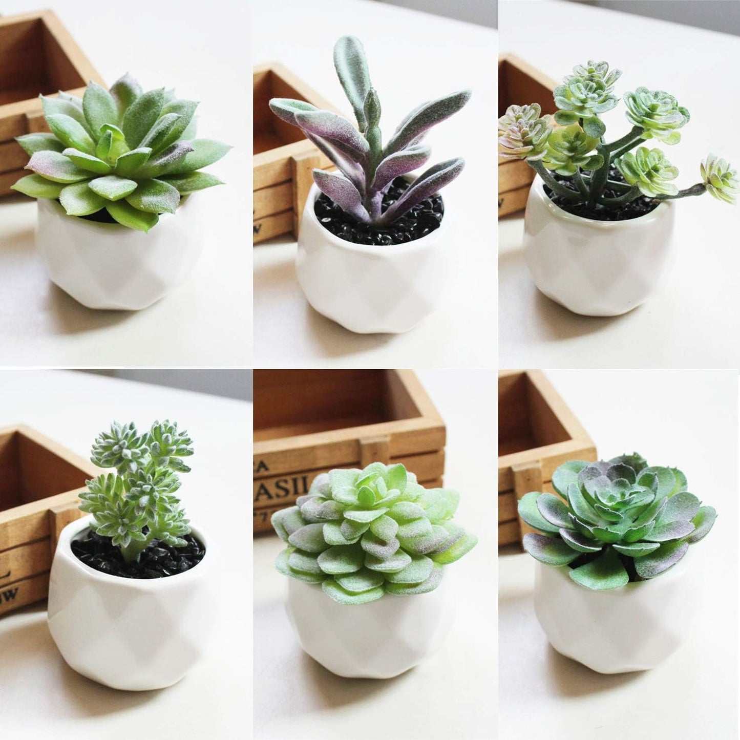 Fake Succulents Plants Artificial Small Fake Plants Faux / Green / 1.5-3.5 Inches / Set of 16