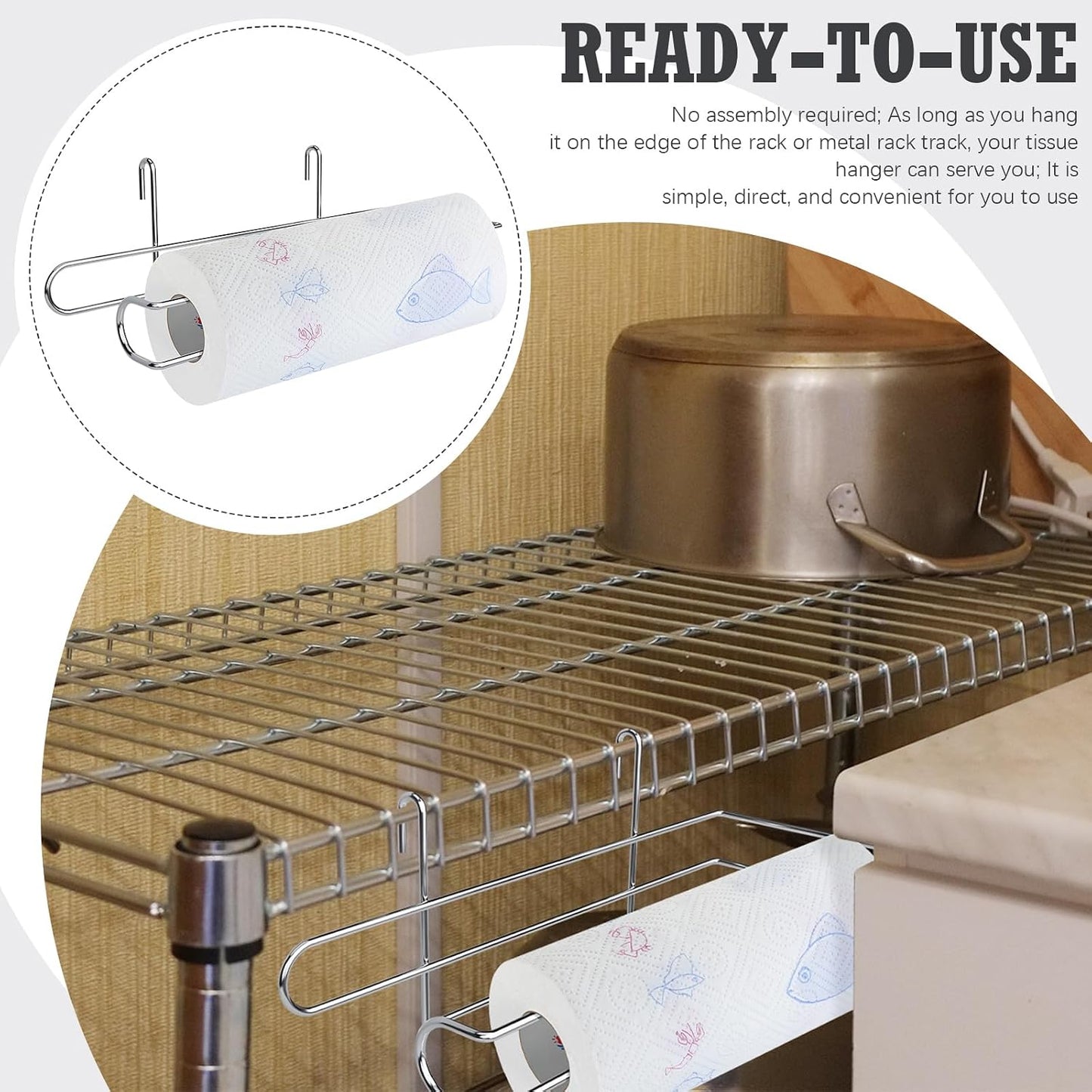 CroBlissful Paper Towel Holder for Wire Shelving 5'' D x 12'' W x 4.5'' H Hanging Paper Towel Holder Wire Shelf