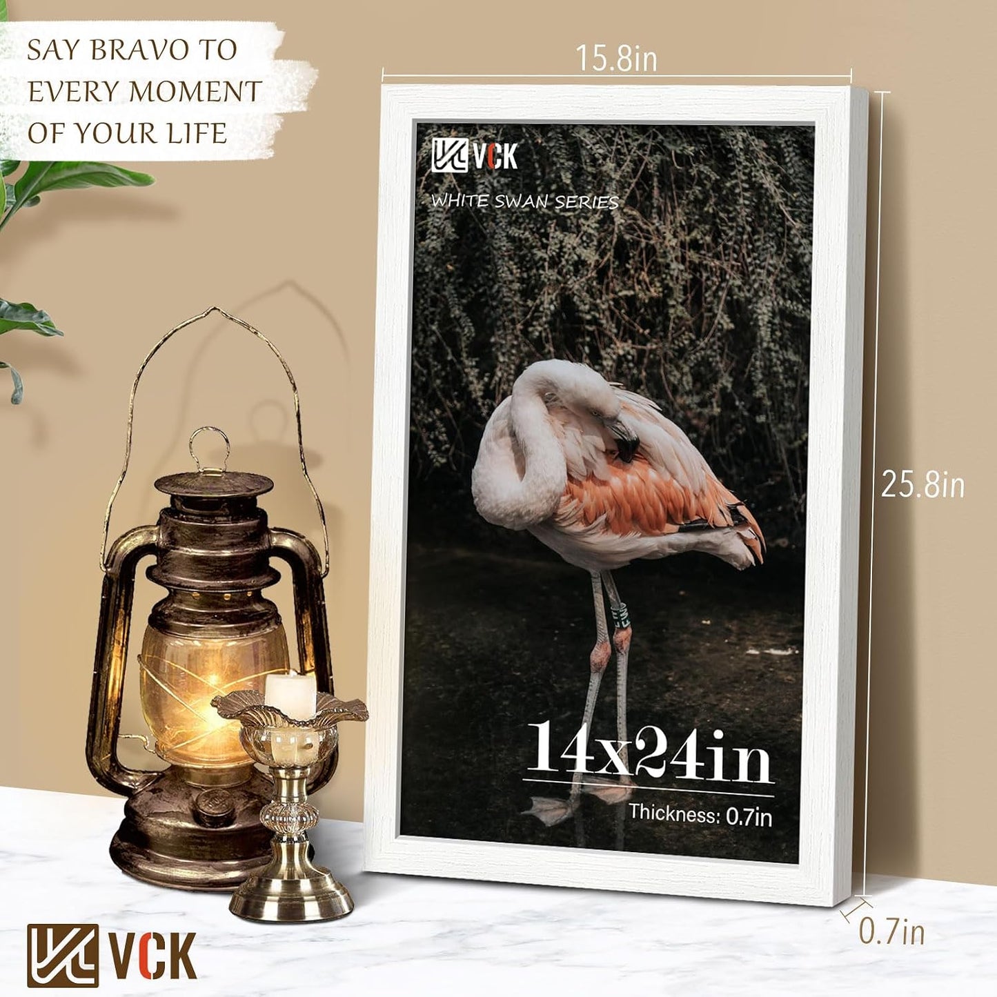 VCK 14x24 Frames 3 Pack, White Poster Frame MDF Wood with Polished Plexiglass, Wall Mounting Horizontal & Vertical
