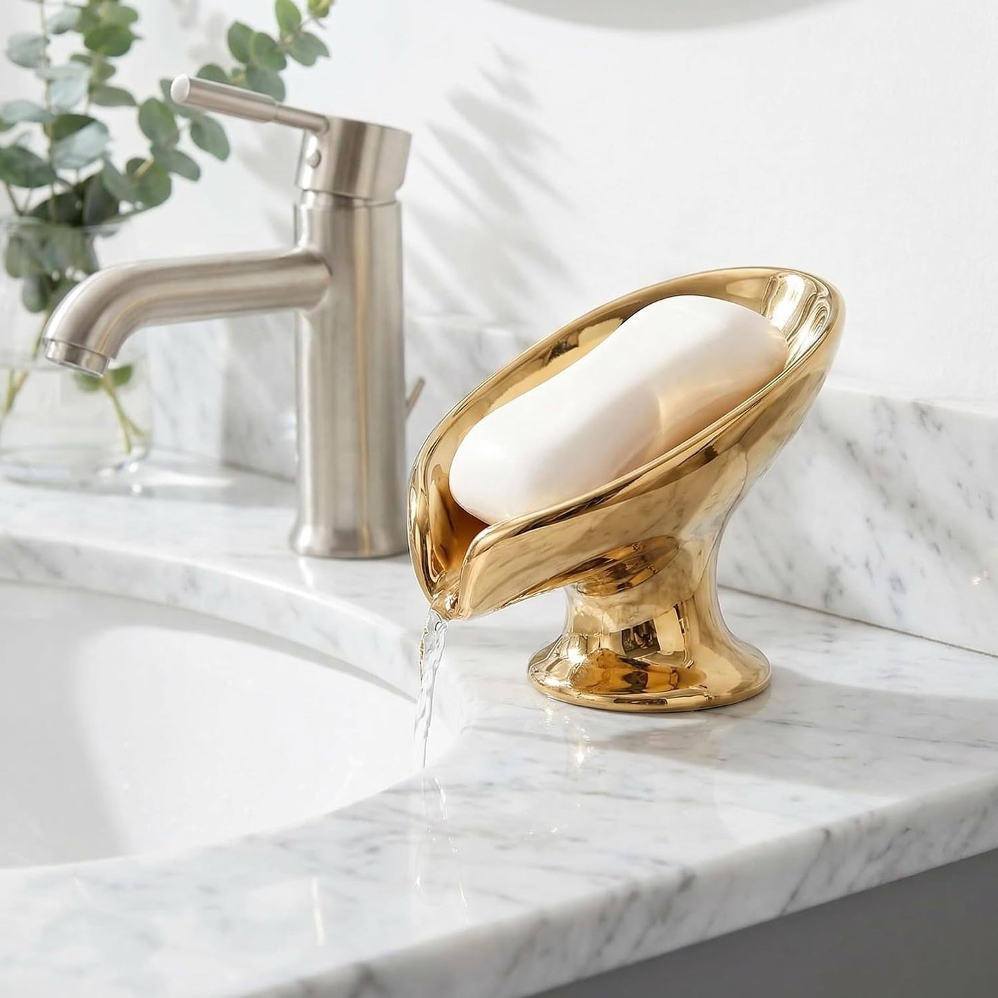 Metallic Glossy Ceramic Soap Holder / Golden
