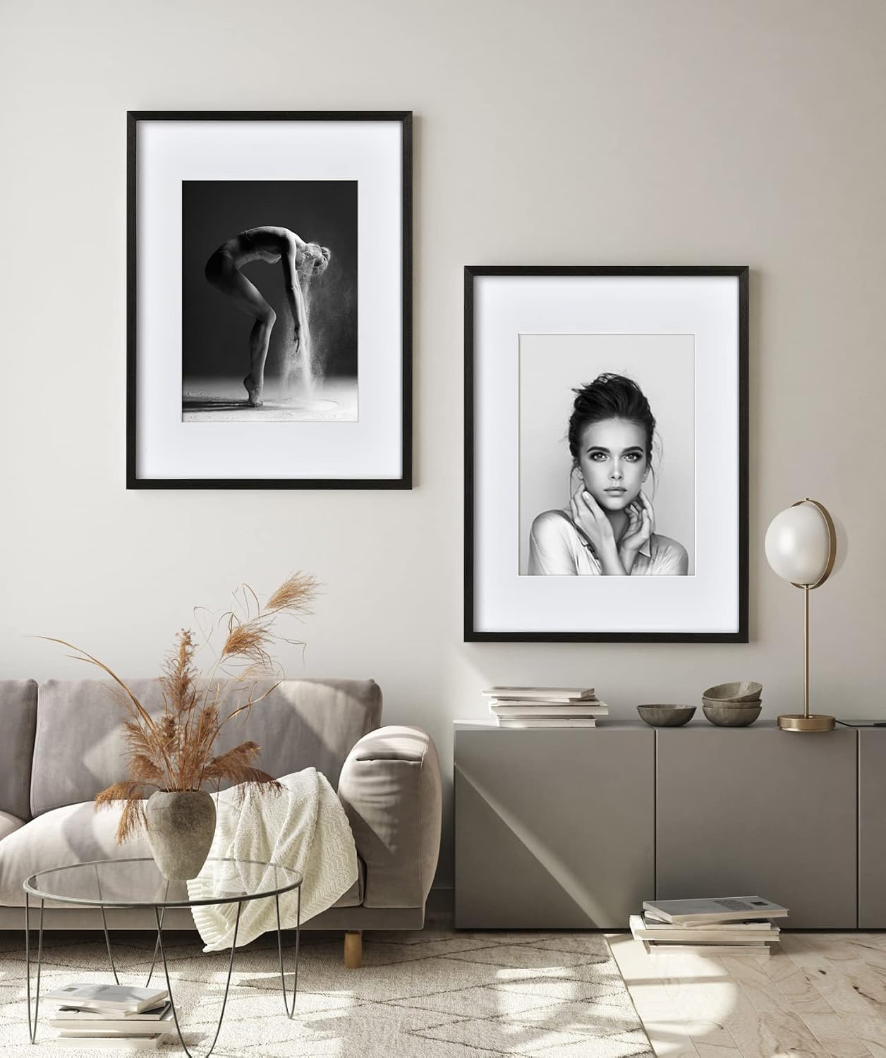 Yaetm 16x20 Frame Matted to 11x14 Set of 4, Solid Wood Black Picture Frame 16x20 for Photos, Posters & Art Prints, Wall
