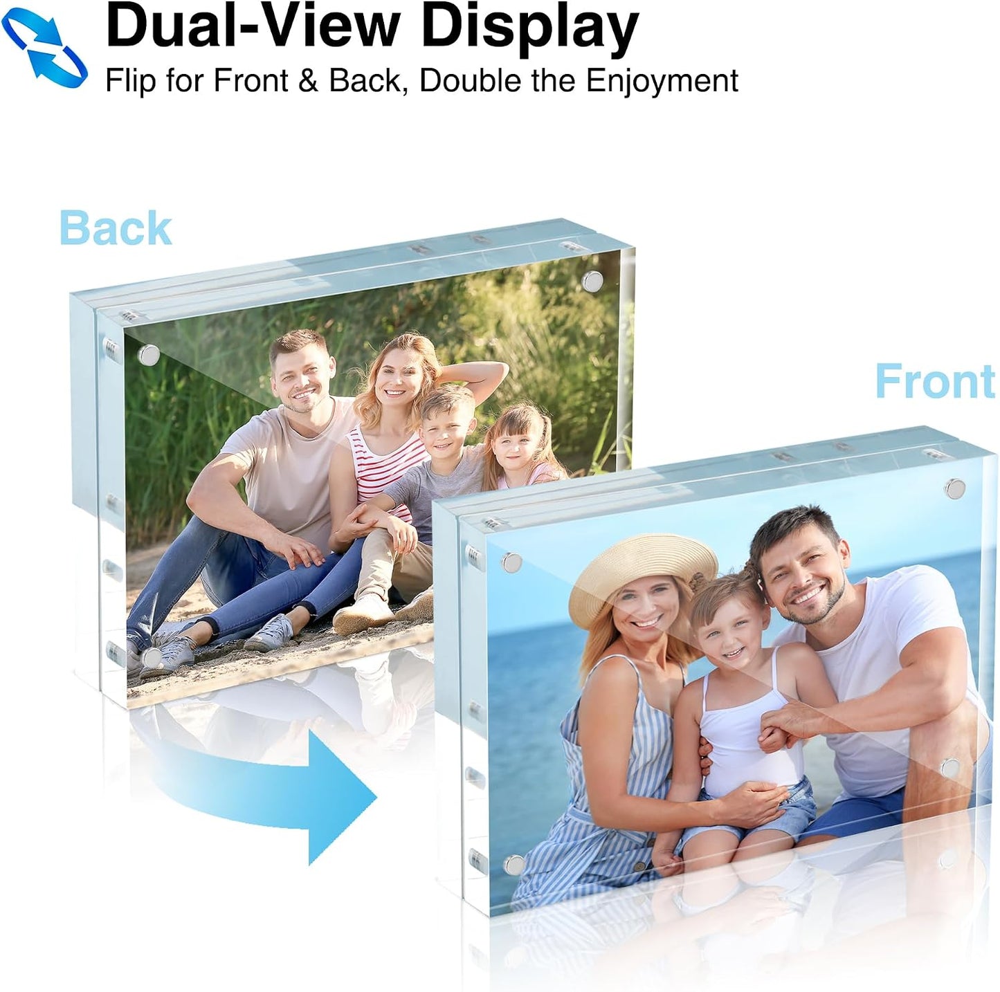 HOUSE DAY Acrylic Picture Frames 4x6, 3 Pack Magnetic 4 x 6 Picture Frame, Double Sided Clear 4x6 Photo Frame with