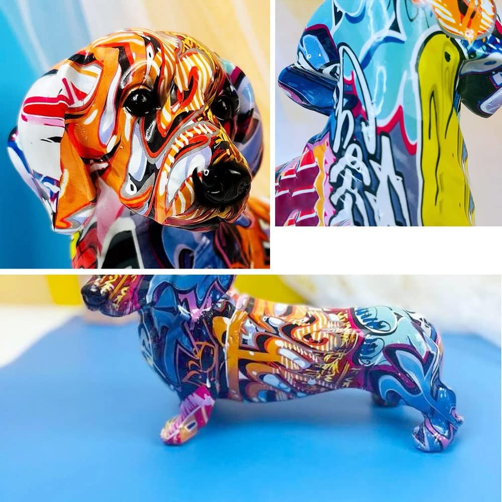 Dachshund Dog Statue Sculpture Animal Art Figurine Home Decoration / Graffiti