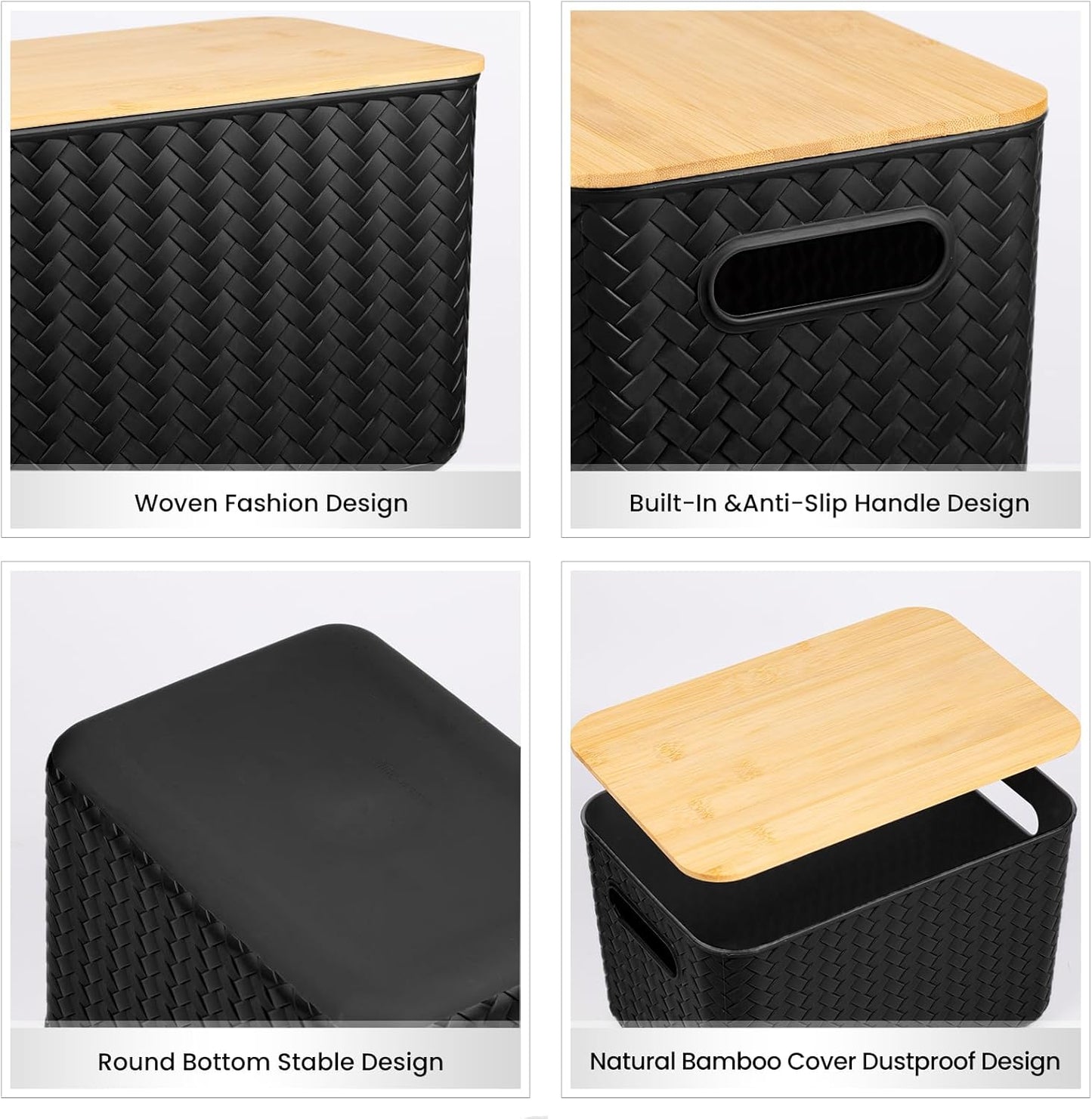 4 Packs Storage Bins / Black