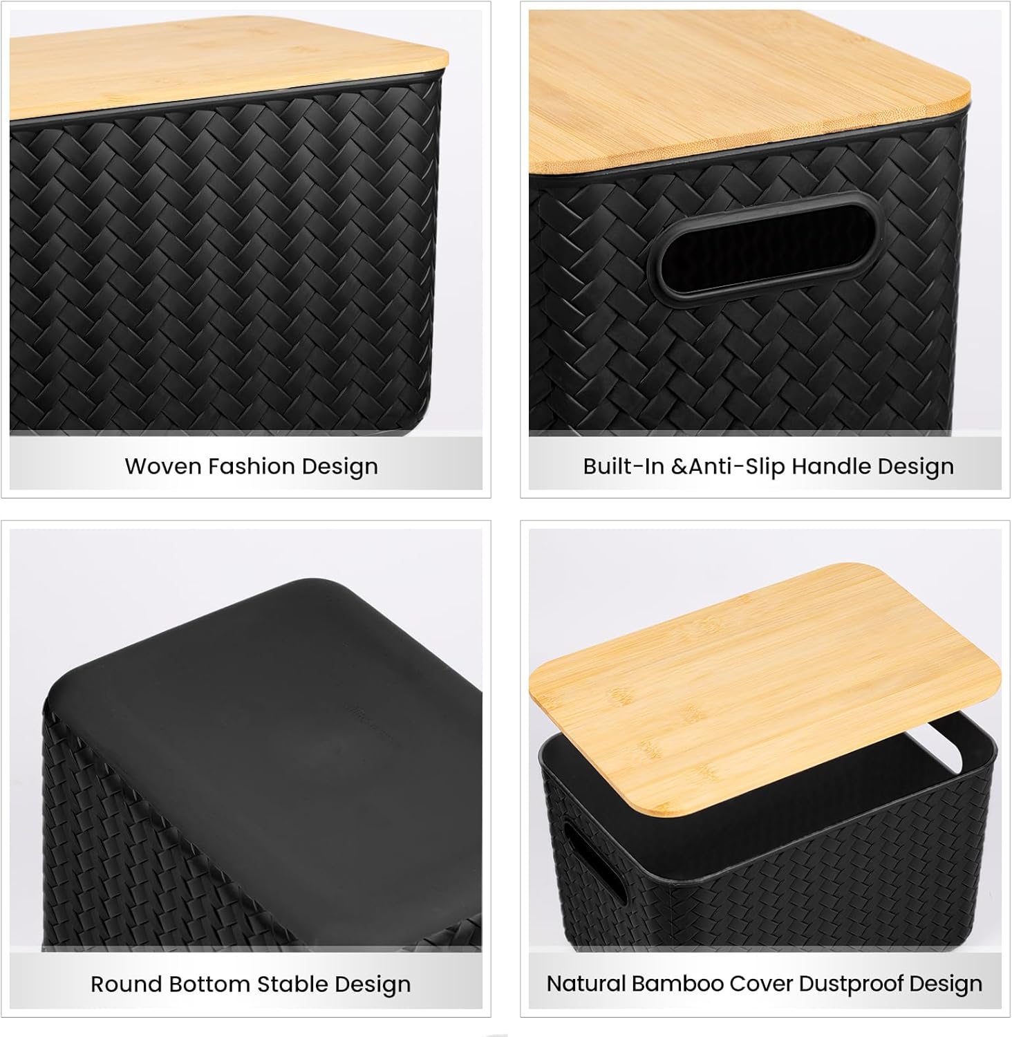4 Packs Storage Bins / Black