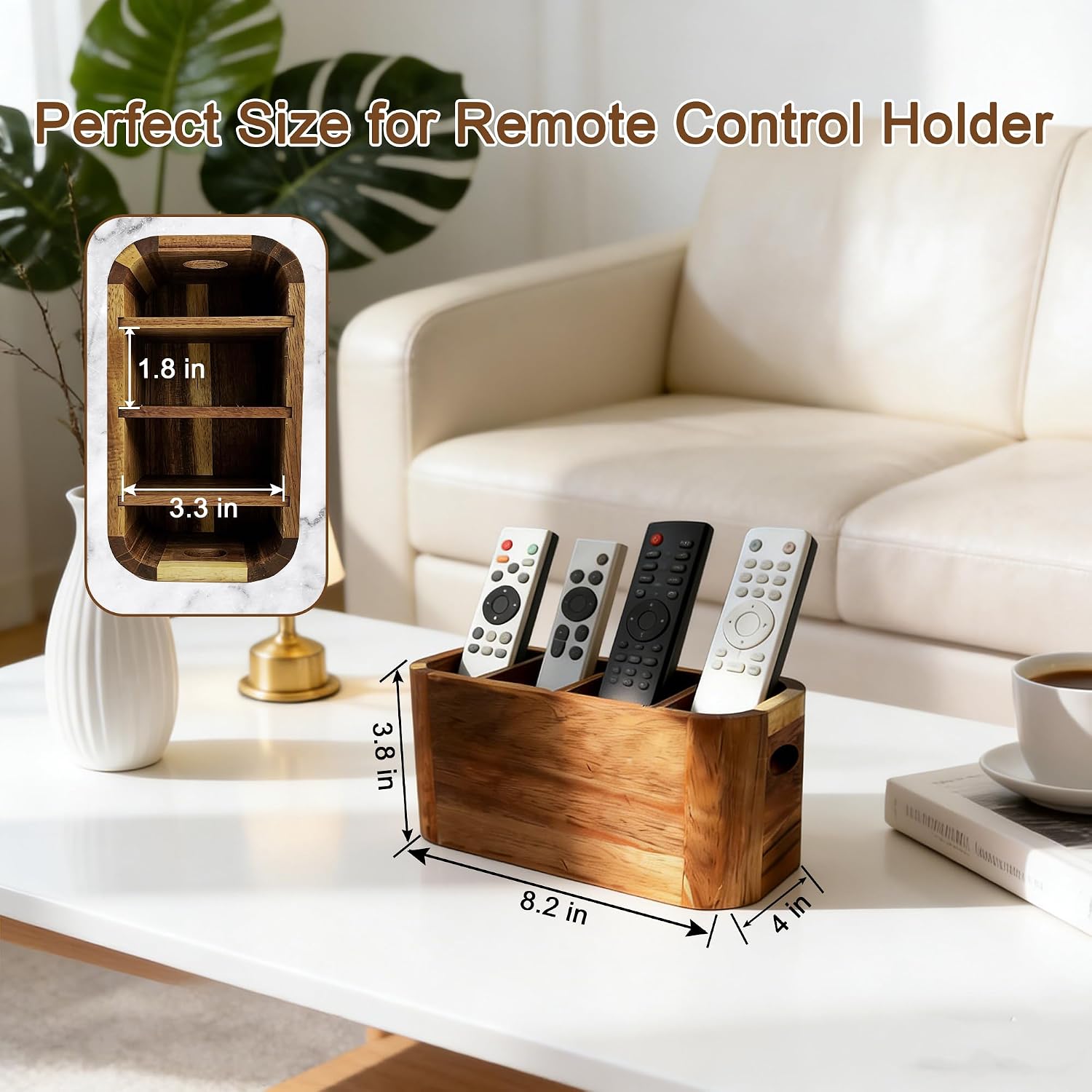TV Remote Holder / Acacia Wood Remote Control Holder