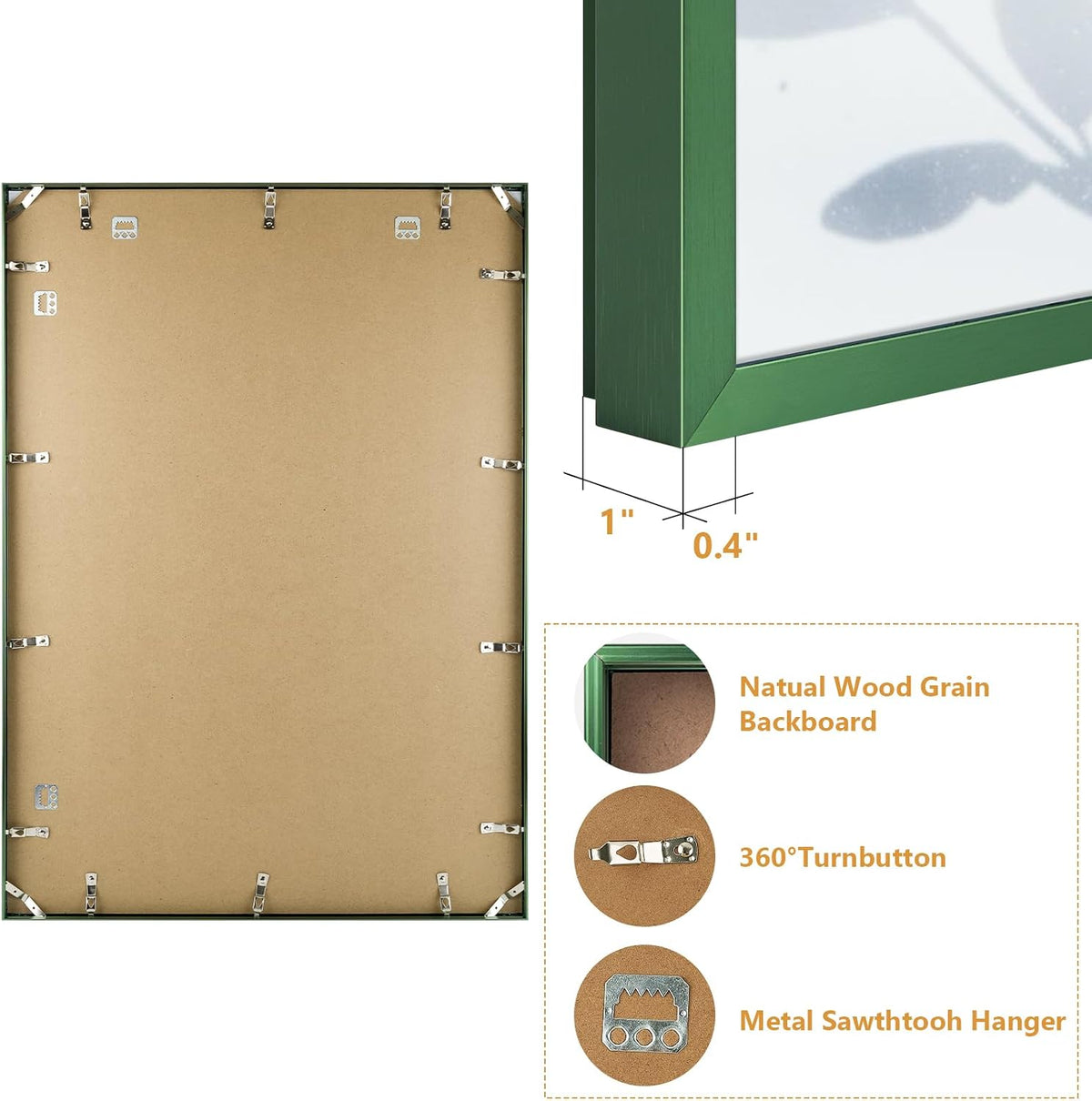 Golden State Art A1 Aluminum Poster Frame Acrylic Front Green | Metal Thin Frames for 23.4x33.1 Photo, Wall Hooks for