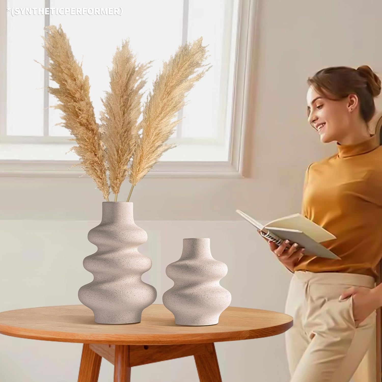 Ceramic Vases -White Vase for Modern Home Decor / A White / Set of 2
