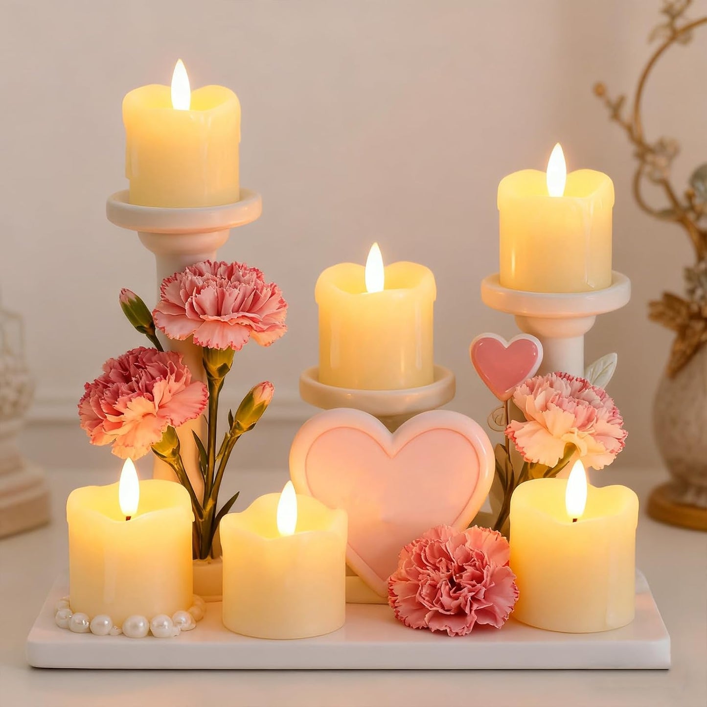 Lezonic Flameless Votive Candles Battery Operated with Remote and Timer, Pack of 6 (D:2" X H:2") LED Ivory White Long
