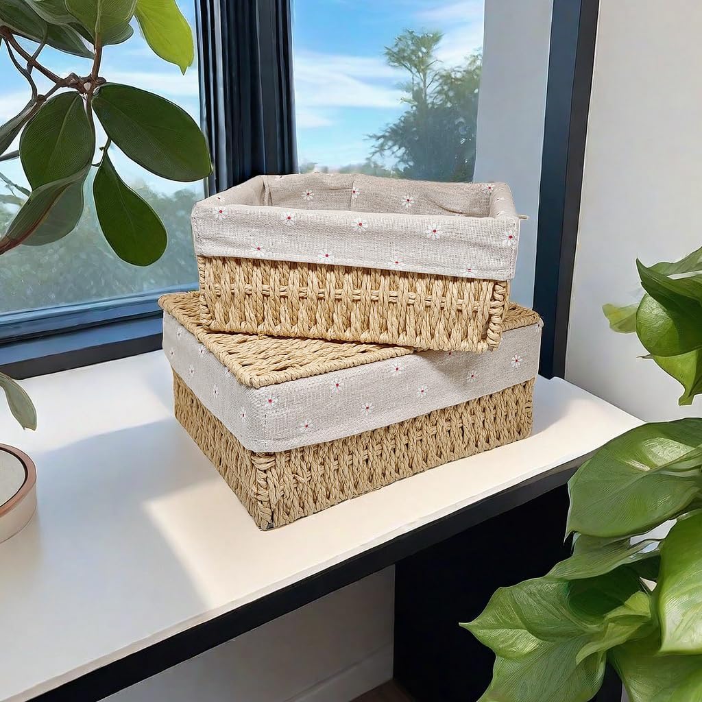 GIB Small Wicker Storage Baskets / Beige
