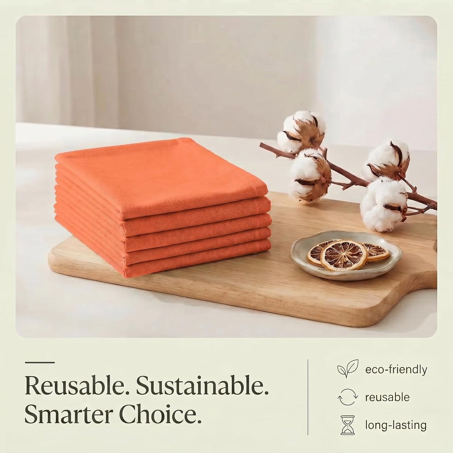 Urban Villa Kitchen Towels Cotton Dish Towels 20”x30” (Set of 6) Coral