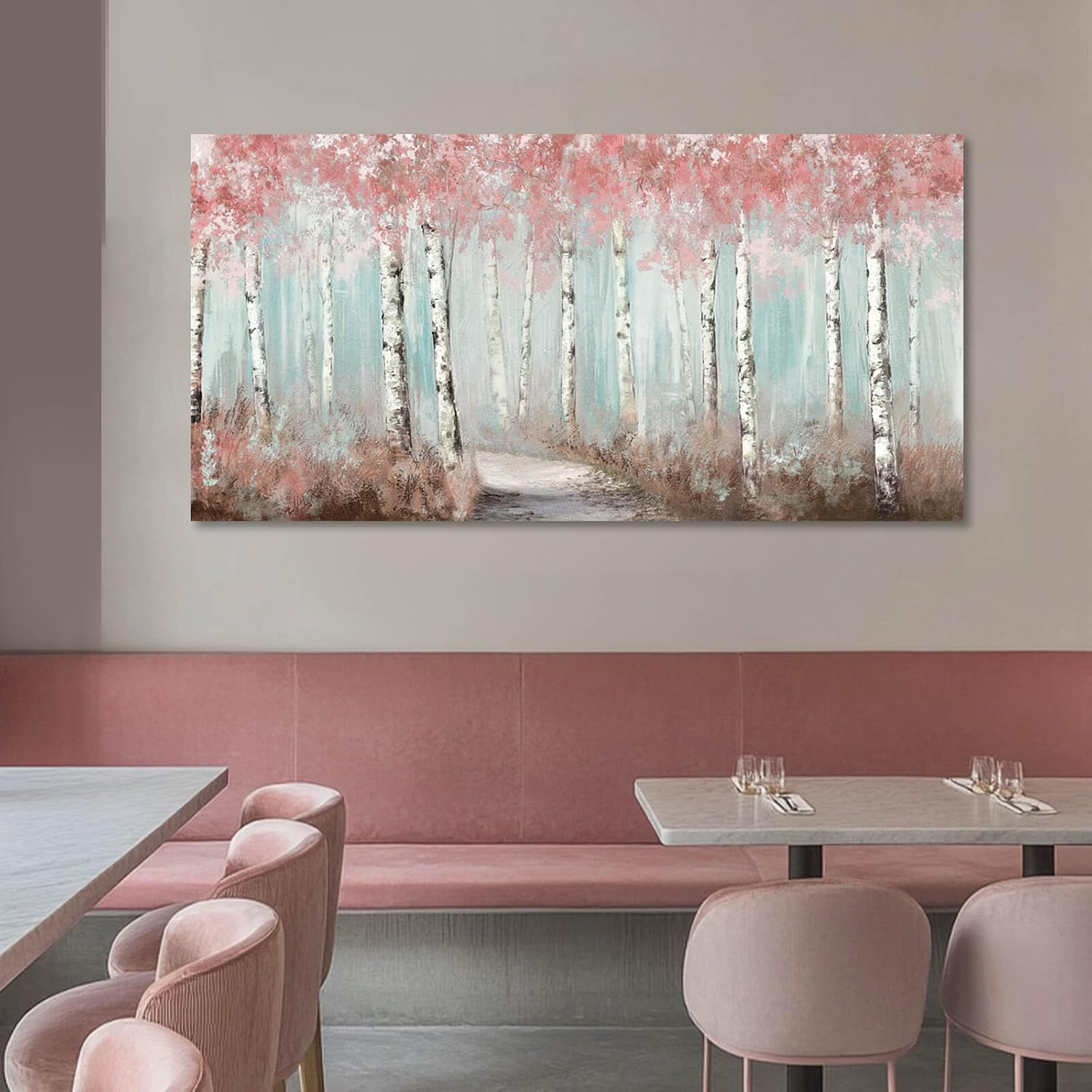 Botanical Wall Art for Girls Room Tree Wall Decor Plant Pictures Wall Art / Pink / 40"L x 20"W
