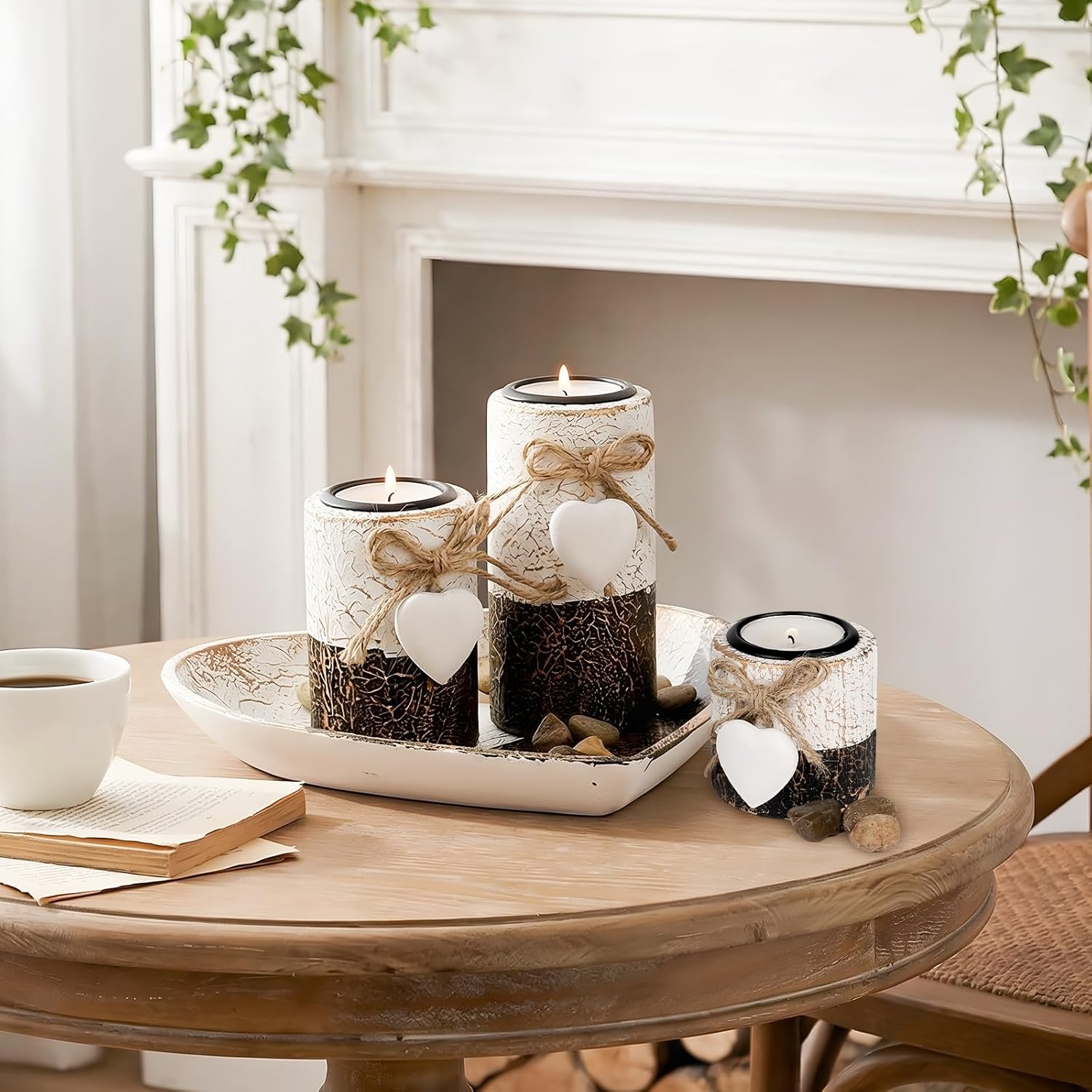 Farmhouse Candle Holders Wooden Pillar Candle Holder / Rustic / Set of 3