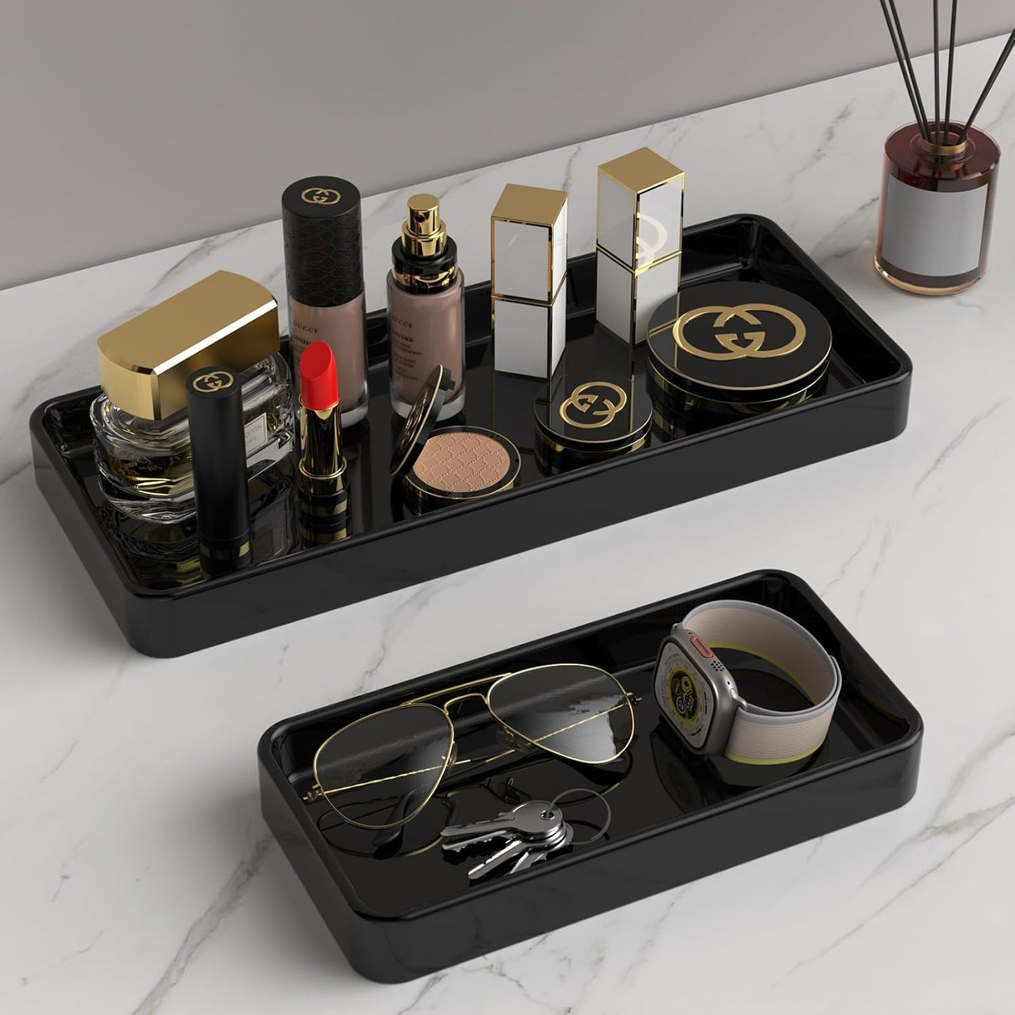 8" Ceramic Kitchen Soap Tray / Black / 7.9 x 4 x 1.1