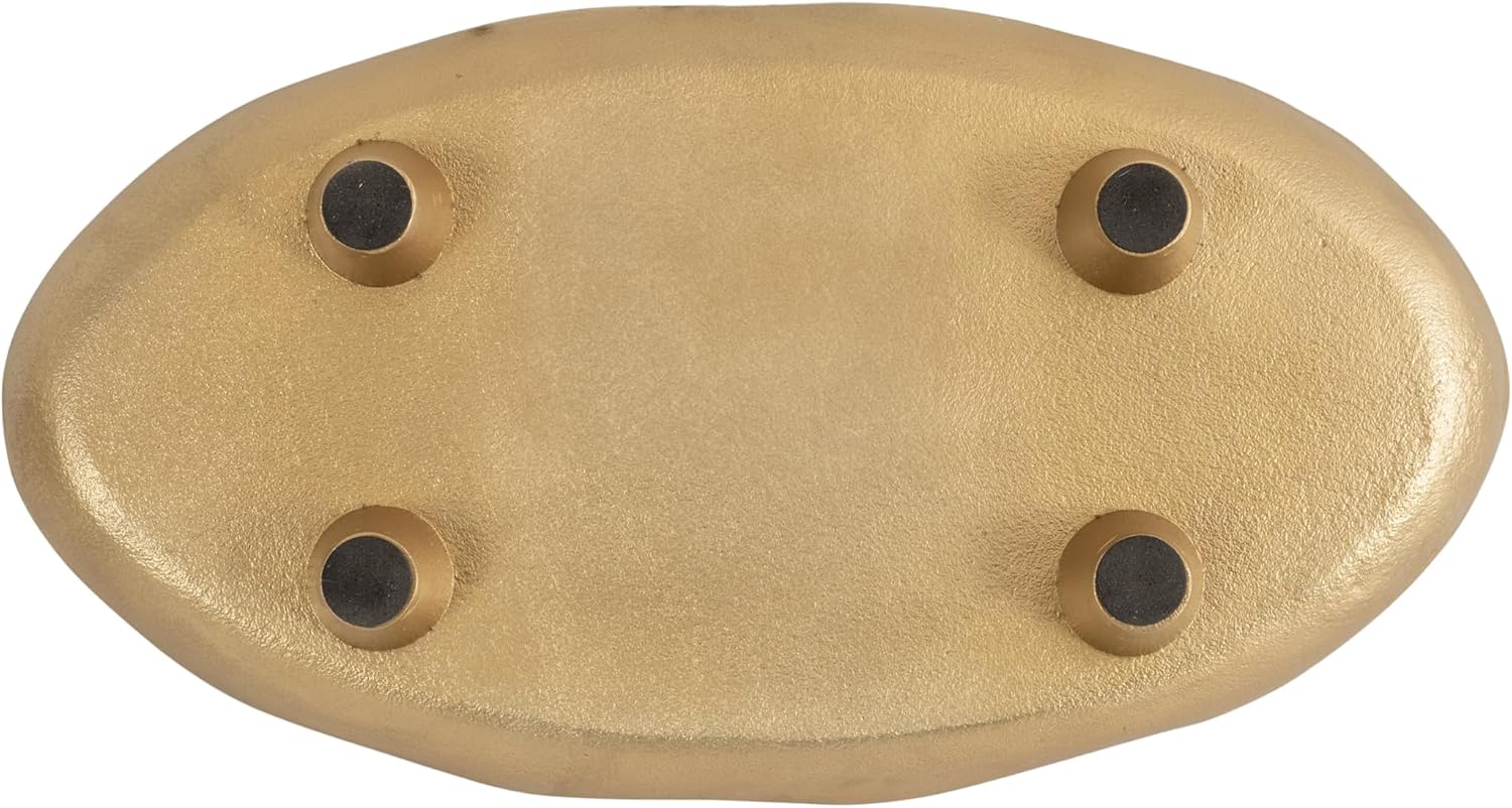 Alessia Modern Decorative Scalloped Oval Footed Metal Tray / Gold / 14 x 8