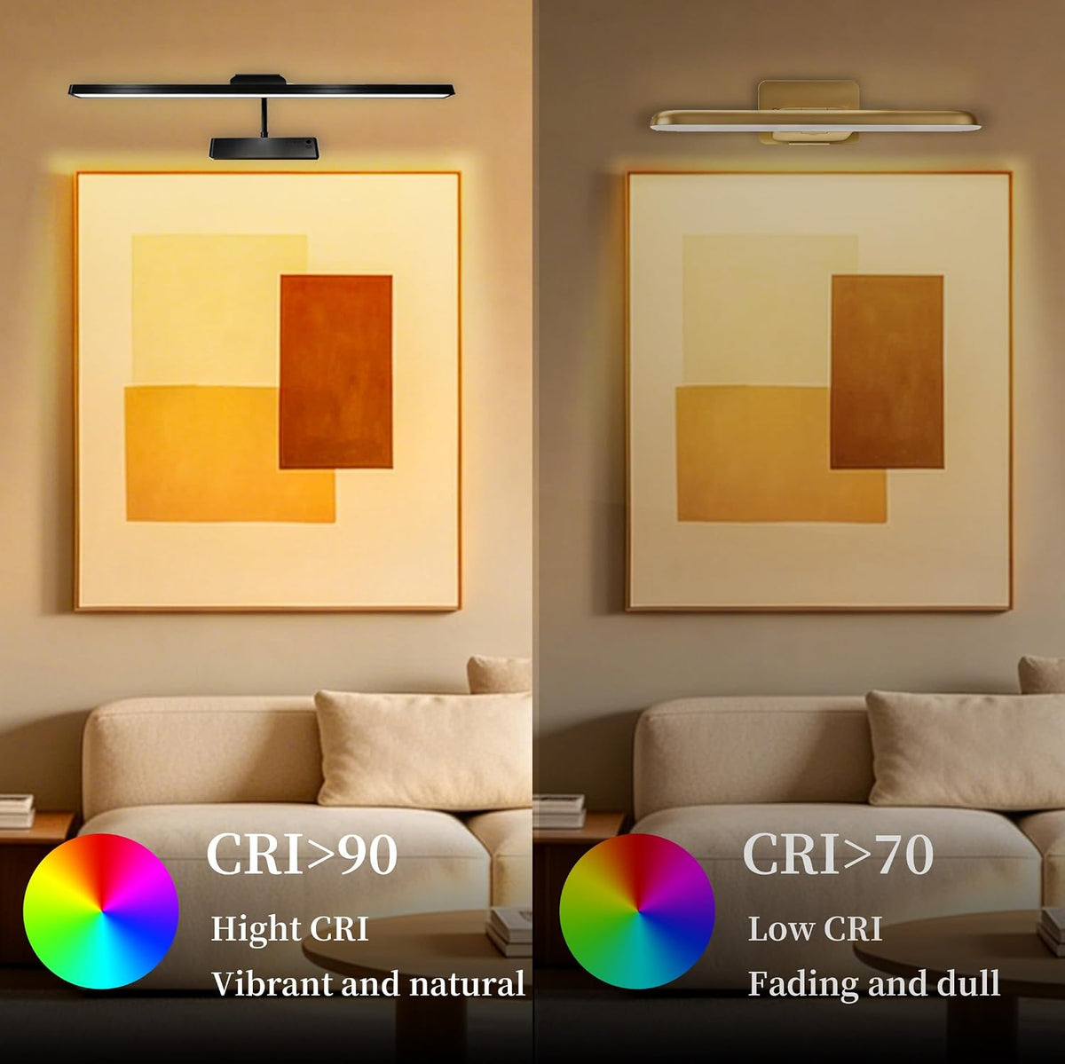 MIOBLUE Picture Light for Wall, 4800mAh Rechargeable Wireless Remote, 15in Dimmable Timer LED Art Display Light with 3