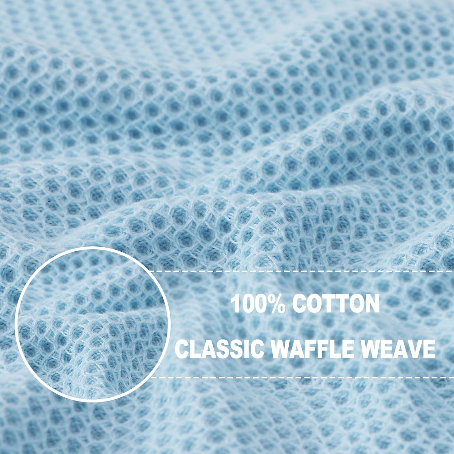 Homaxy 100% Cotton Waffle Weave Kitchen Dish Cloths 12-Pack, Sky Blue | 12 x 12 Inches, Ultra Soft Absorbent Dish