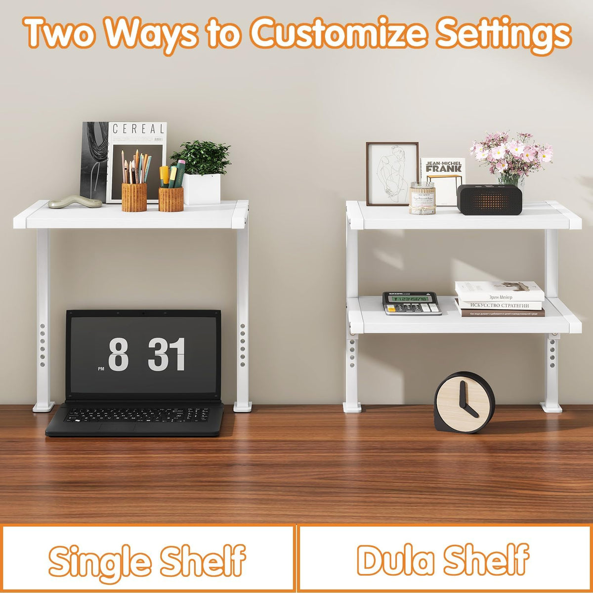 IBUYKE Clamp on Desk Organizer Shelf,Desk Extender Shelves UTMZ007W | 12.9 inches,2-Tier Adjustable Storage Shelves