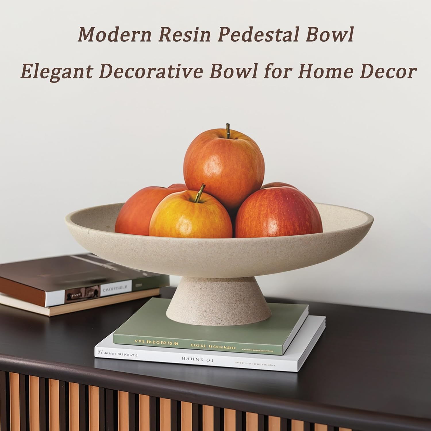 Modern Resin Pedestal Decorative Bowl / Beige