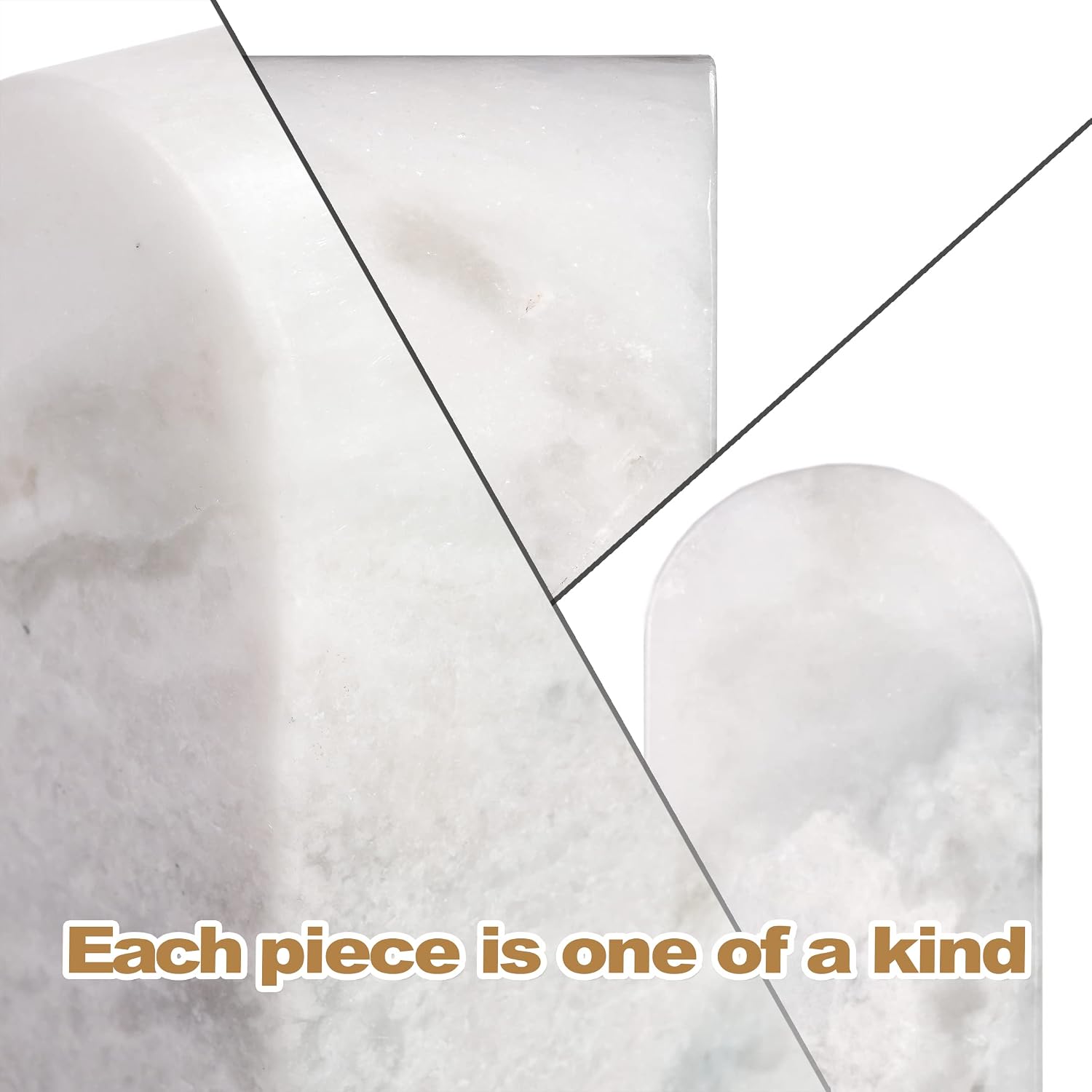Non-Slip Book Ends / White Marble-namib Fantasy