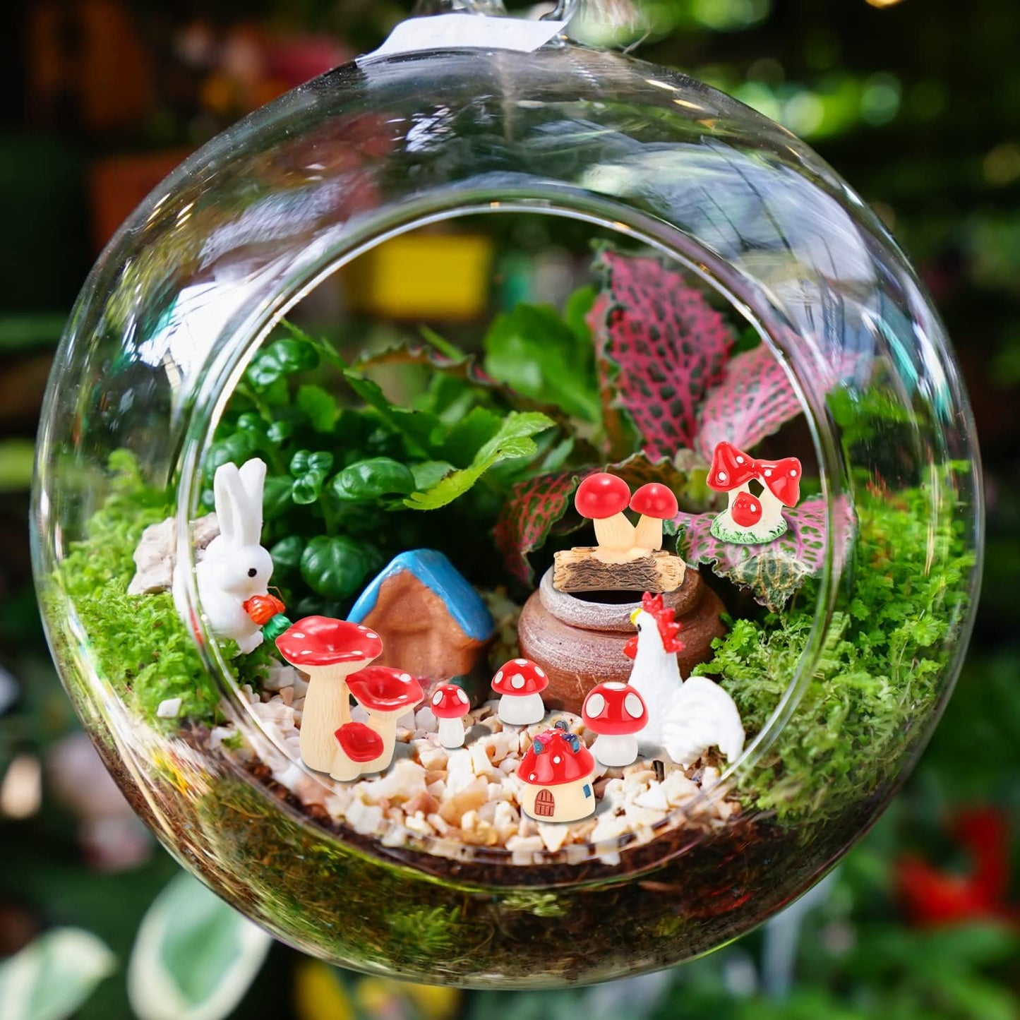 Mini Mushrooms Figurines Tiny Resin Mushroom Decor for Fairy Graden Craft Fake / Red / Set of 65
