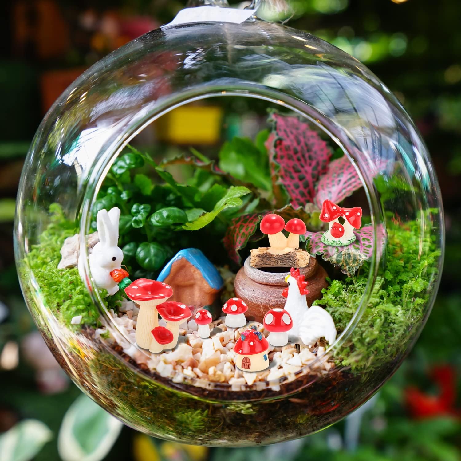 Mini Mushrooms Miniature Mushrooms Bulk for Fairy Garden Tiny Mushrooms Figurines / Red / Set of 80