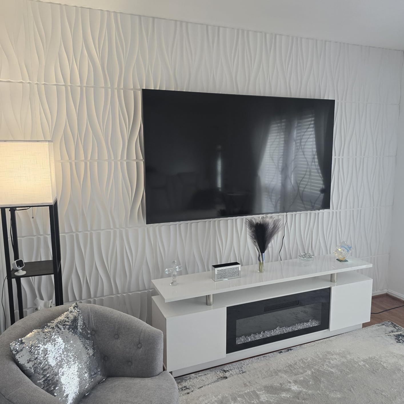 STICKGOO Wave Wall Panels for Interior Wall Decor, White 3D Wall Panels Accent Wall, Paintable 3D Wall Decor Covering