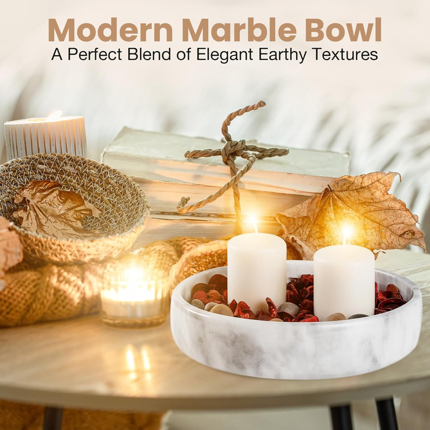 Marble Decorative Bowl / White / Grey - Marble