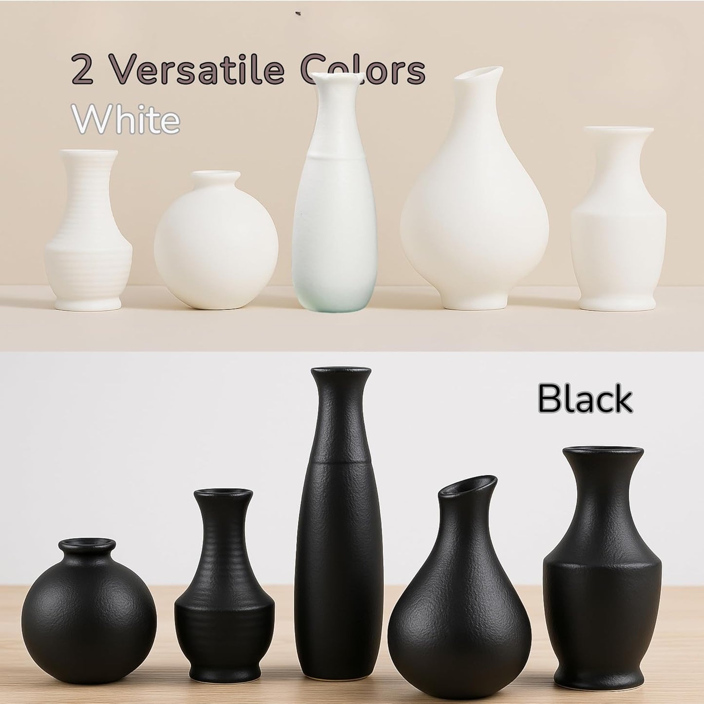 Ceramic Mini Vases for Flower Vase Styling / Black