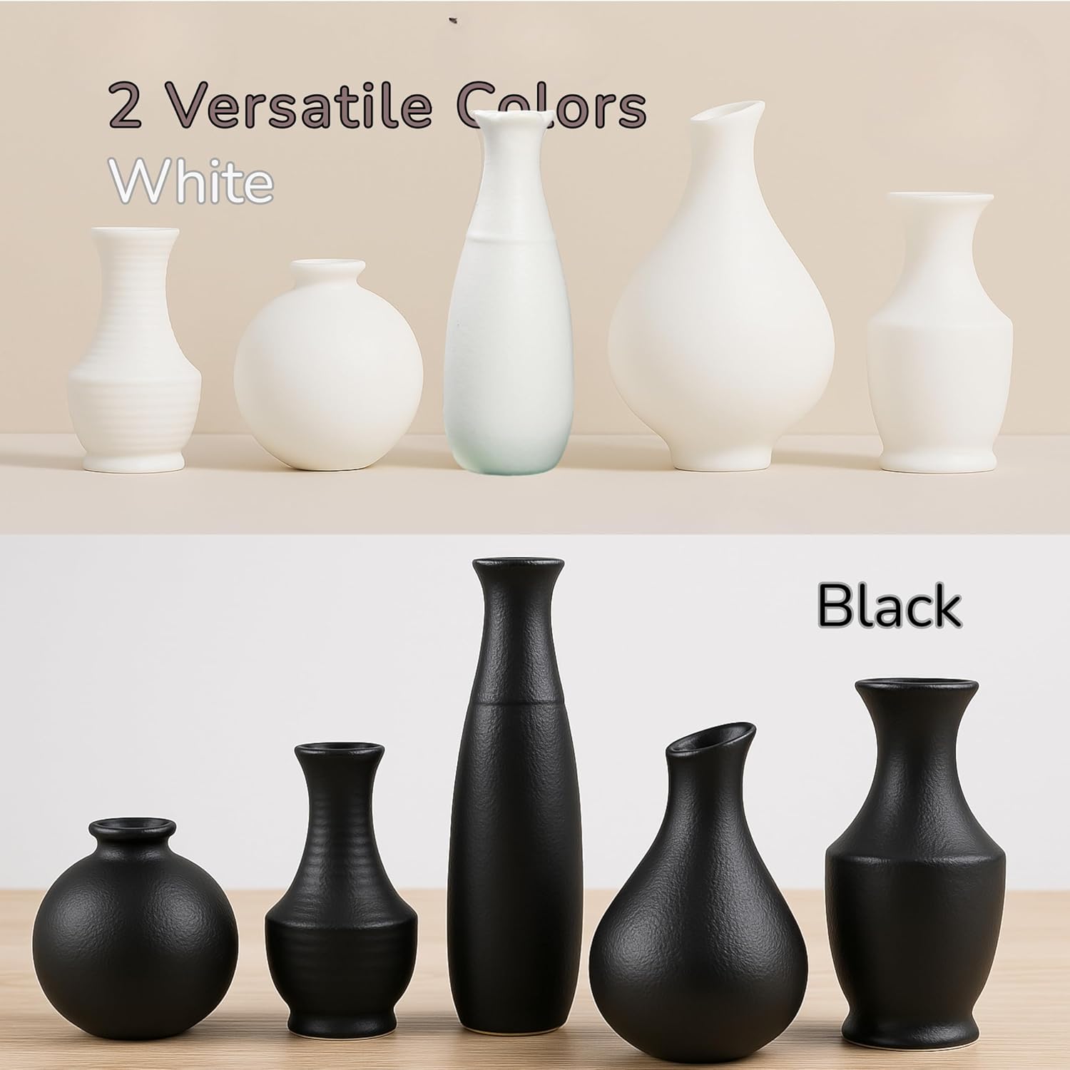 Ceramic Mini Vases for Flower Vase Styling / Black