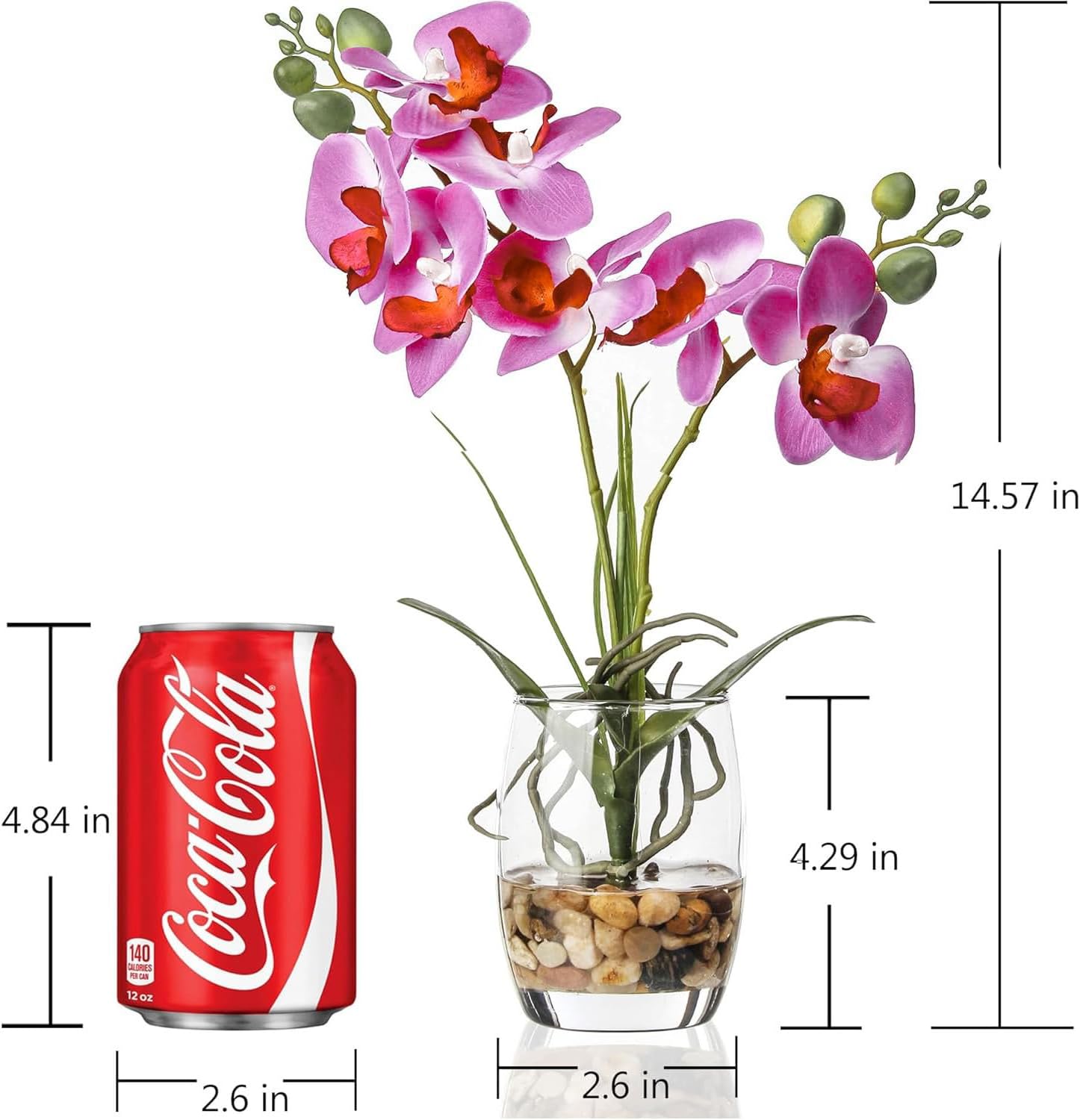 Artificial Purple Orchid in Glass Vase / Glass-purple