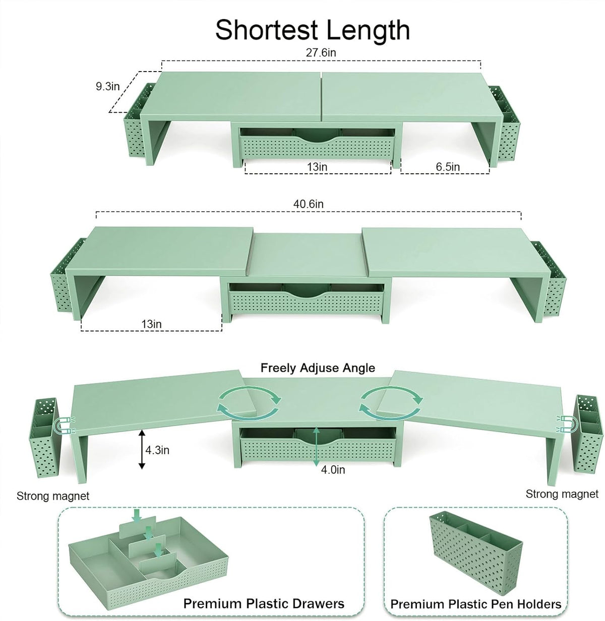 gianotter Dual Monitor Stand Riser With Drawer and 2 Pen Holders | Desk Organizer and Accessories Computer Monitor