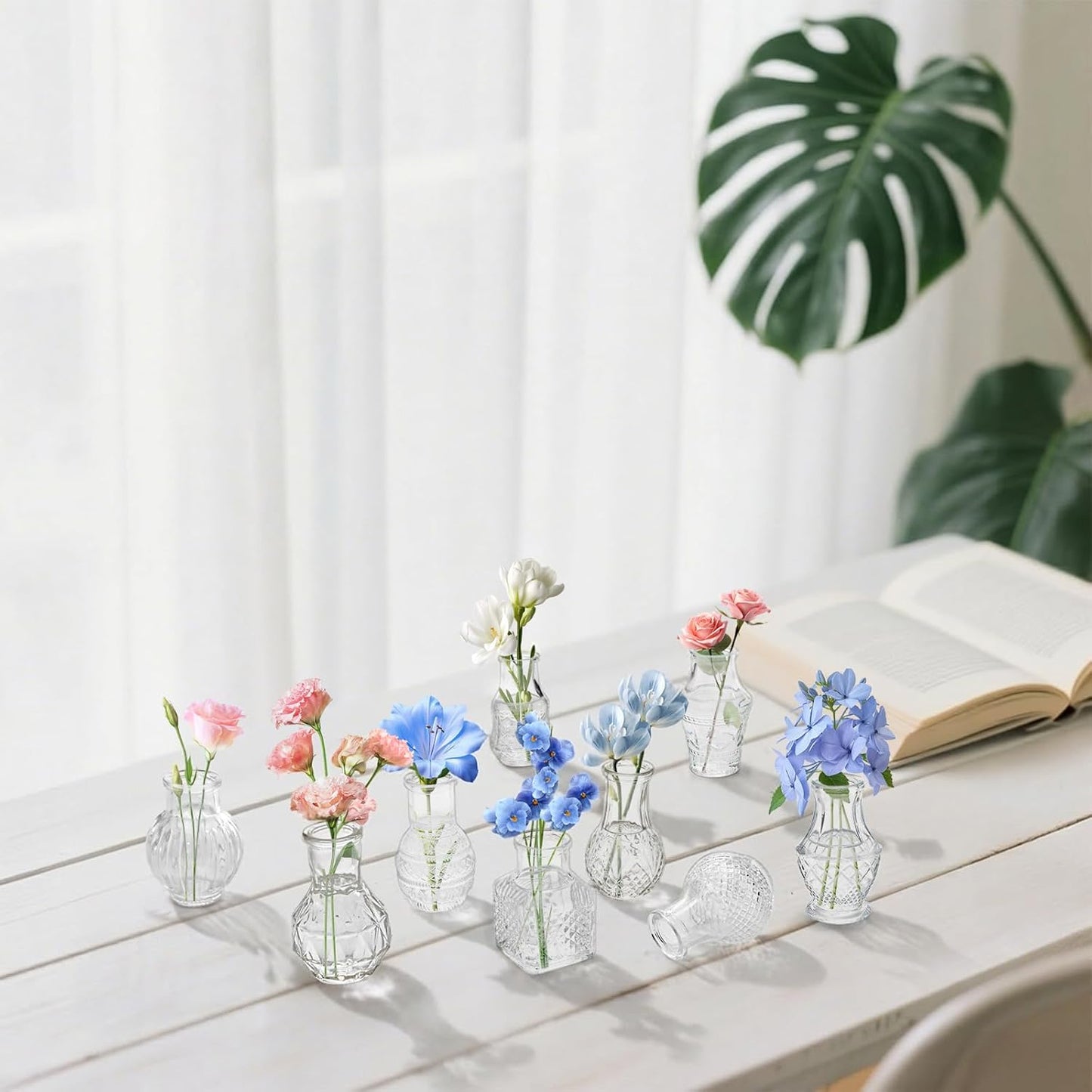 Vintage Mini Glass Vase Set Bulk / Clear / Set of 20