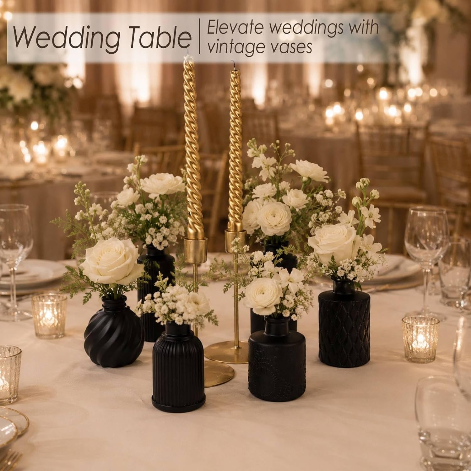 Glass Bud Vases / Black / Set of 36