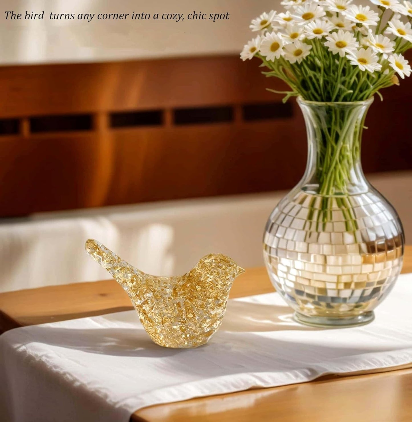 Goldfoil Glitter Bird Figurines Staue Minimalist Home Decor Accents / Gold Glitter